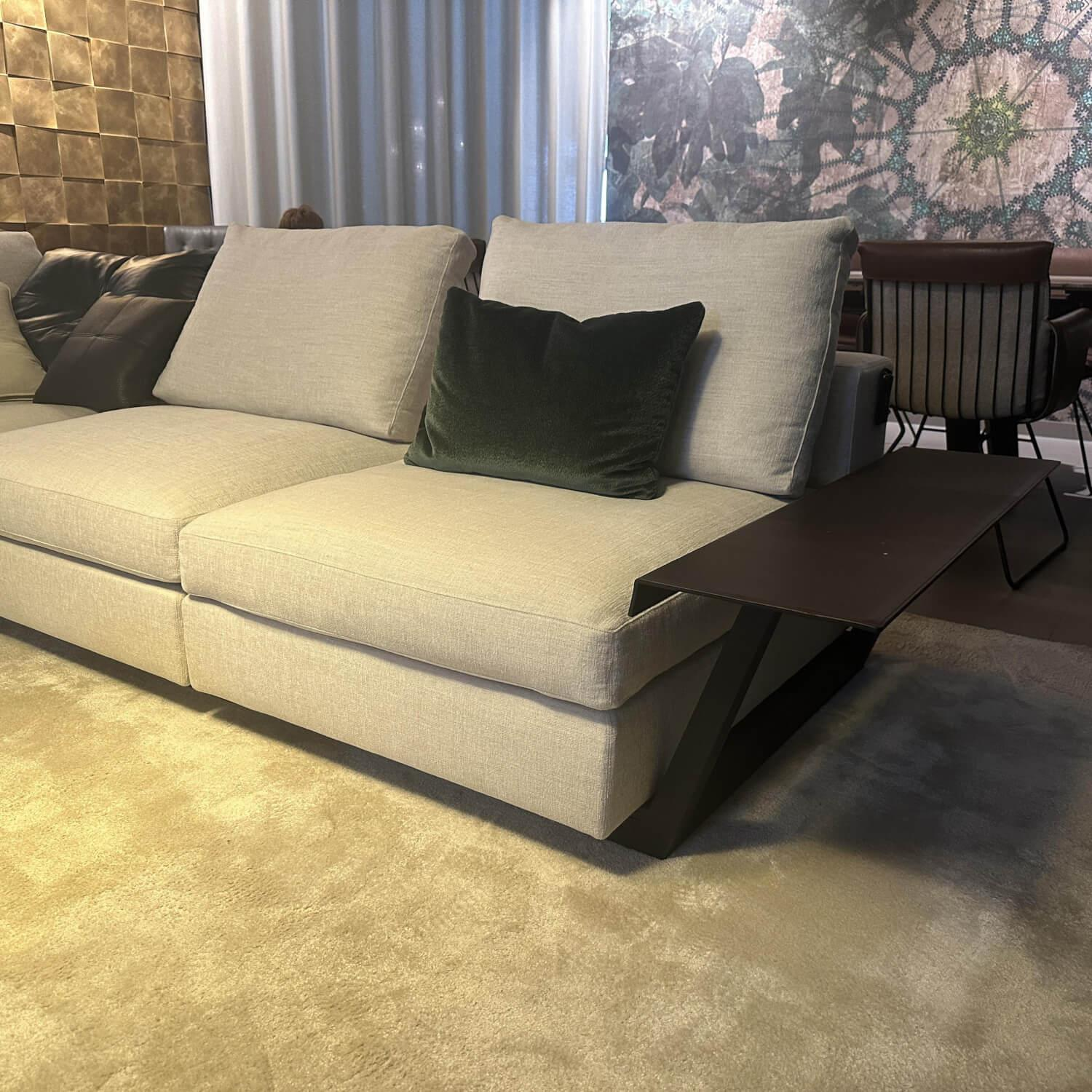 Walter Knoll - Ecksofa Living Landscape Stoff Garbo 7737 Pearl 25 Beige Sockel Buche Schwarz Lackiert - 5