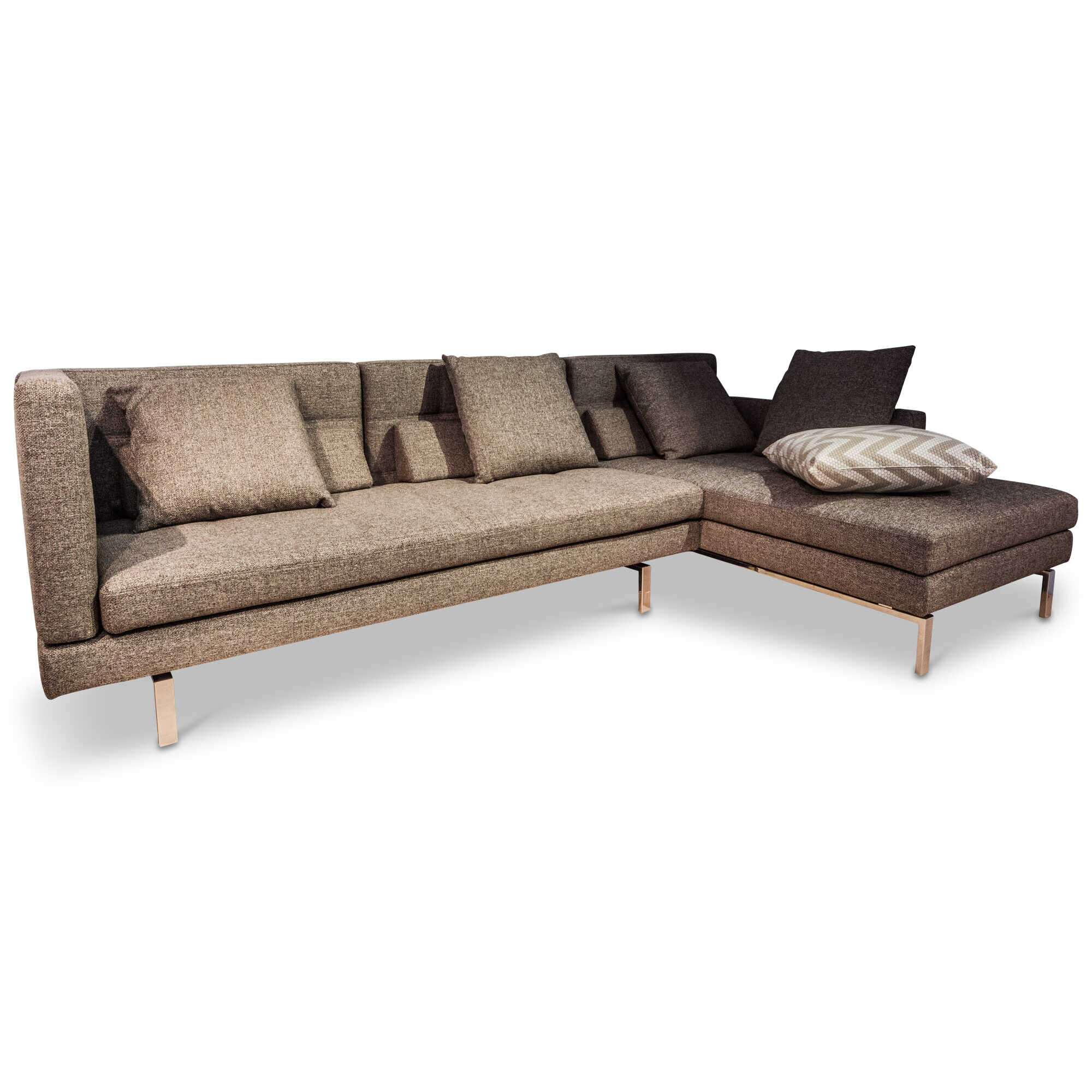 Brühl - Ecksofa Amber in Stoff grau mit verstellbaren Armlehnen - 1