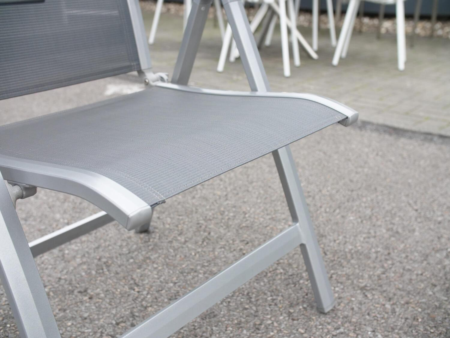 Sieger - 6er Set Stuhl Calvi Kunstfasergewebe Grau Gestell Aluminium Graphit - 12