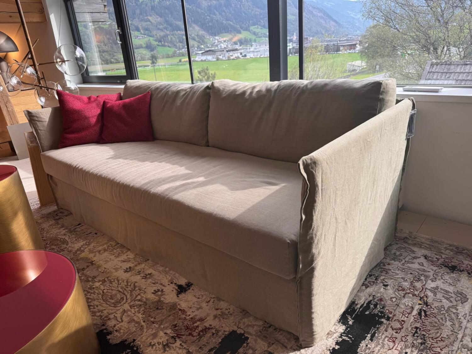 Meridiani - Sofa Fox Bezug Stoff Santos Taupe Beige Füße Metall Inklusive 2 Rückenkissen - 5