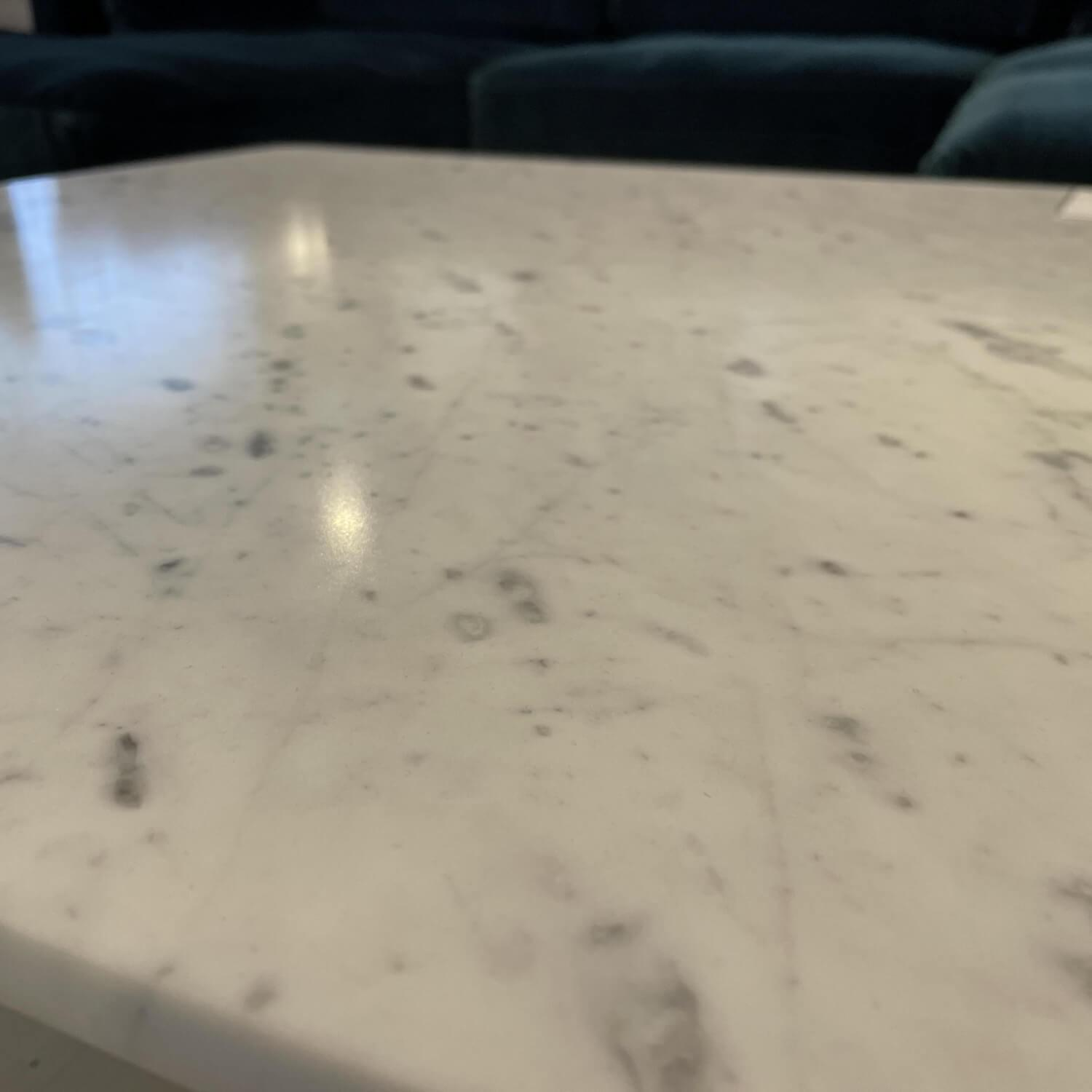 Tisch Eames Coffee Table Square Carrara Marmor Gebürstet Gestell Massivholz Esche Schwarz