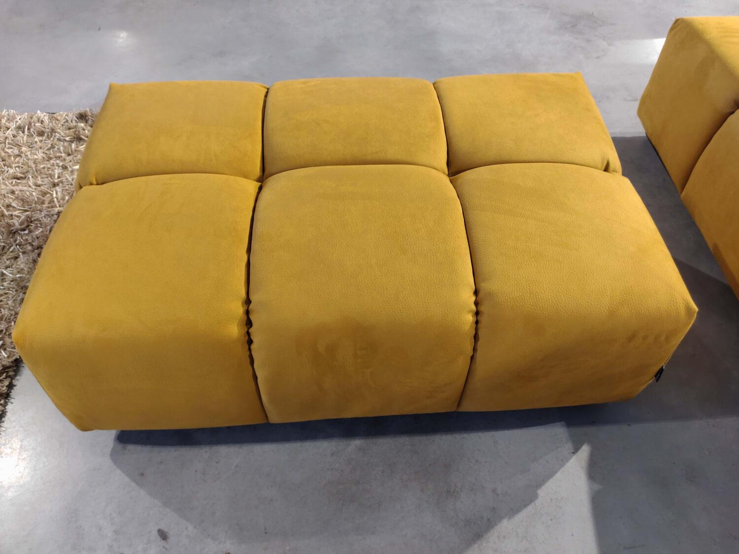 Designwerk - Ecksofa Mit Megahocker Temple Stoff Cheyenne Mustard Füße Metall Schwarz Inklusive Sitztiefenverstellung - 6