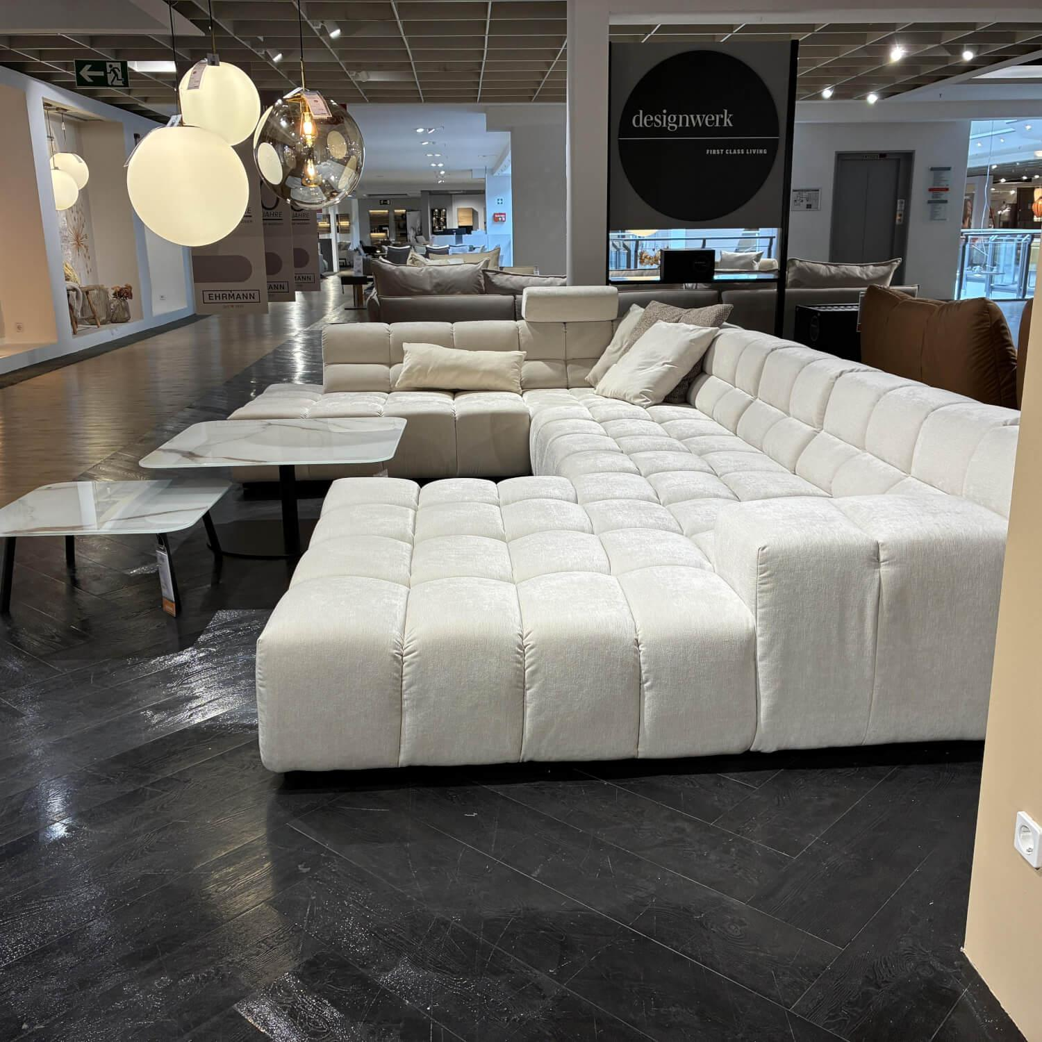 Eigene Herstellung - MARKE DESIGNWERK ANLEGEN / Ecksofa Temple Stoff Earth Ivory Weiß Metallfuß Schwarz Matt B - 10