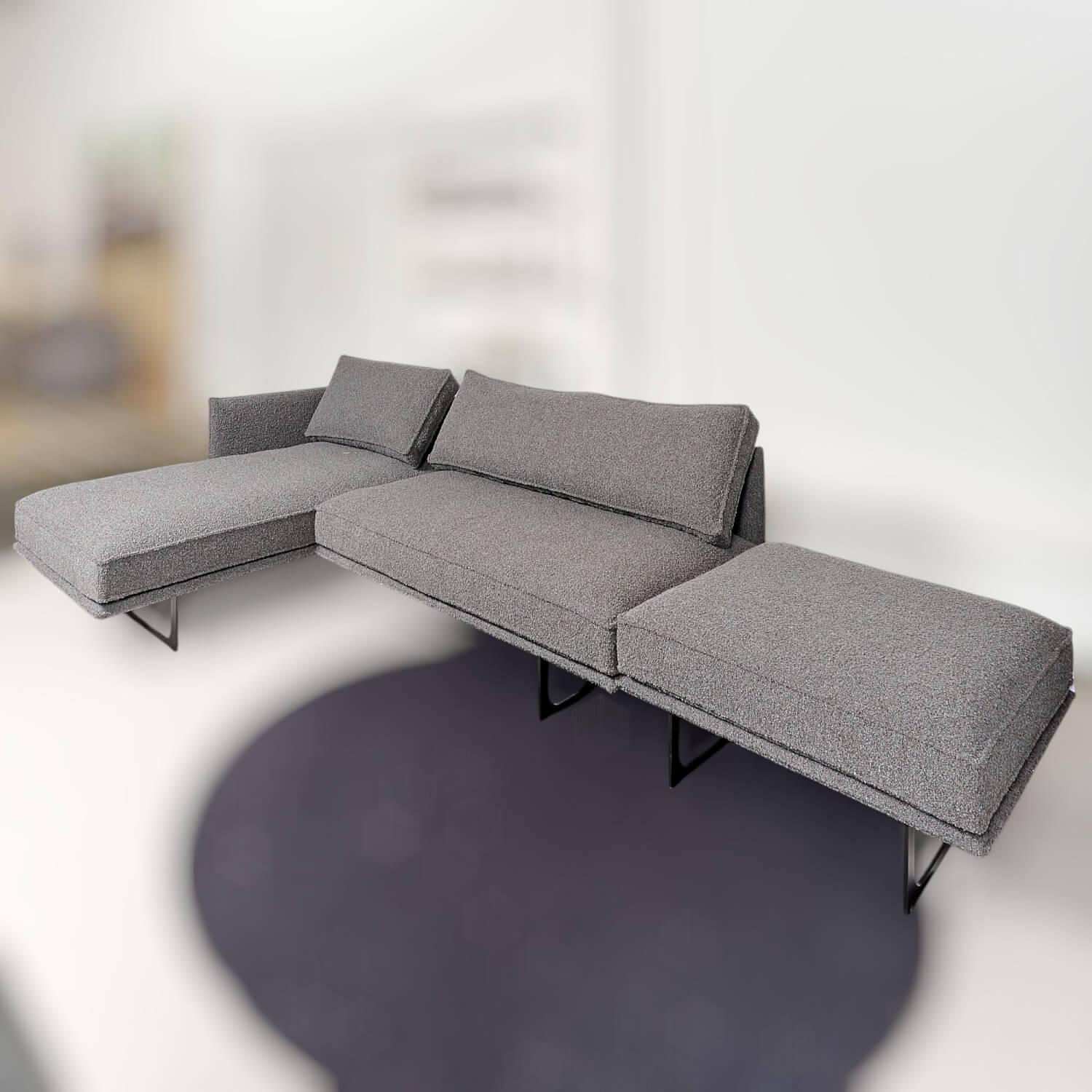 IP Design - Sofa mit Longchair Cube Air Stoff Cooper BW1779-191 Grau - 5