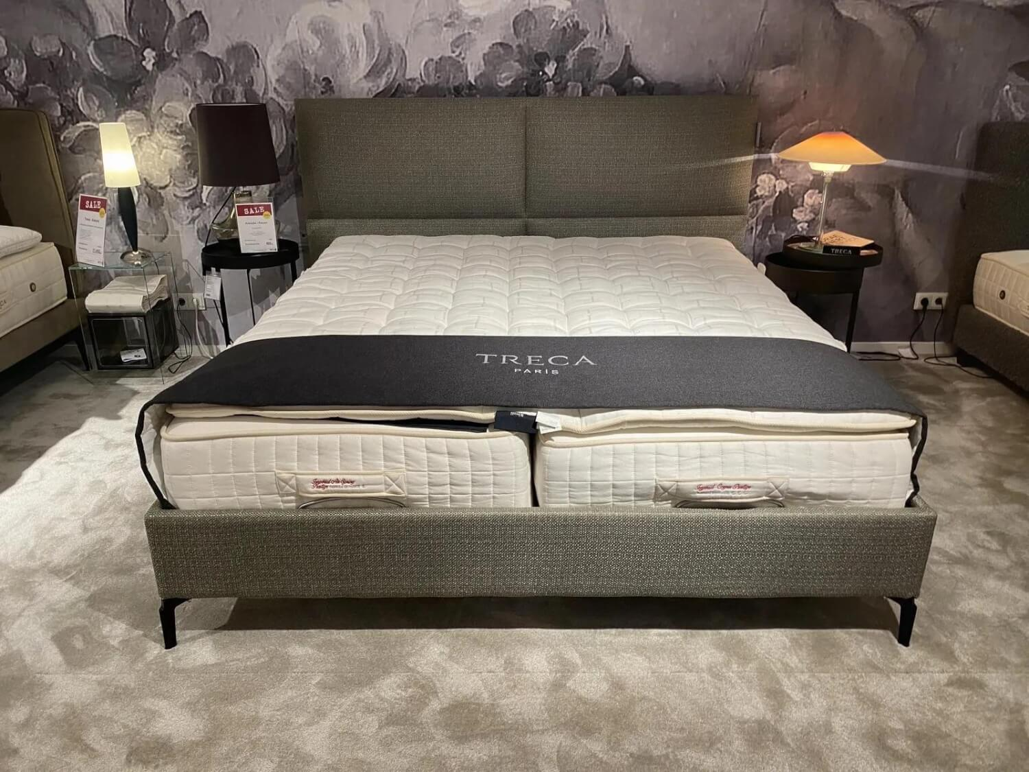 Treca Interiors - Polsterbett Portofino Stoff Tunis Olive Grün Füße Metall Schwarz Pulverbeschichtet Inklusive Matratzen - 3