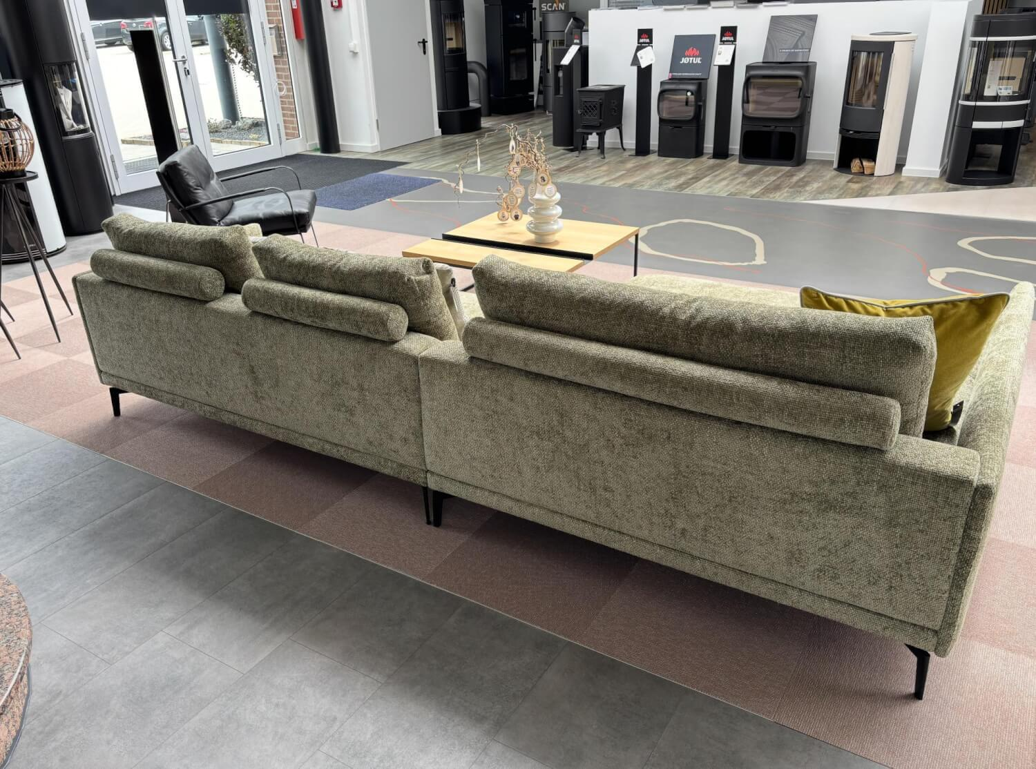 Violetta - Ecksofa Jolina Stoff 50/30 Sage Bissau Grün mit 3 Rückenkissen - 5