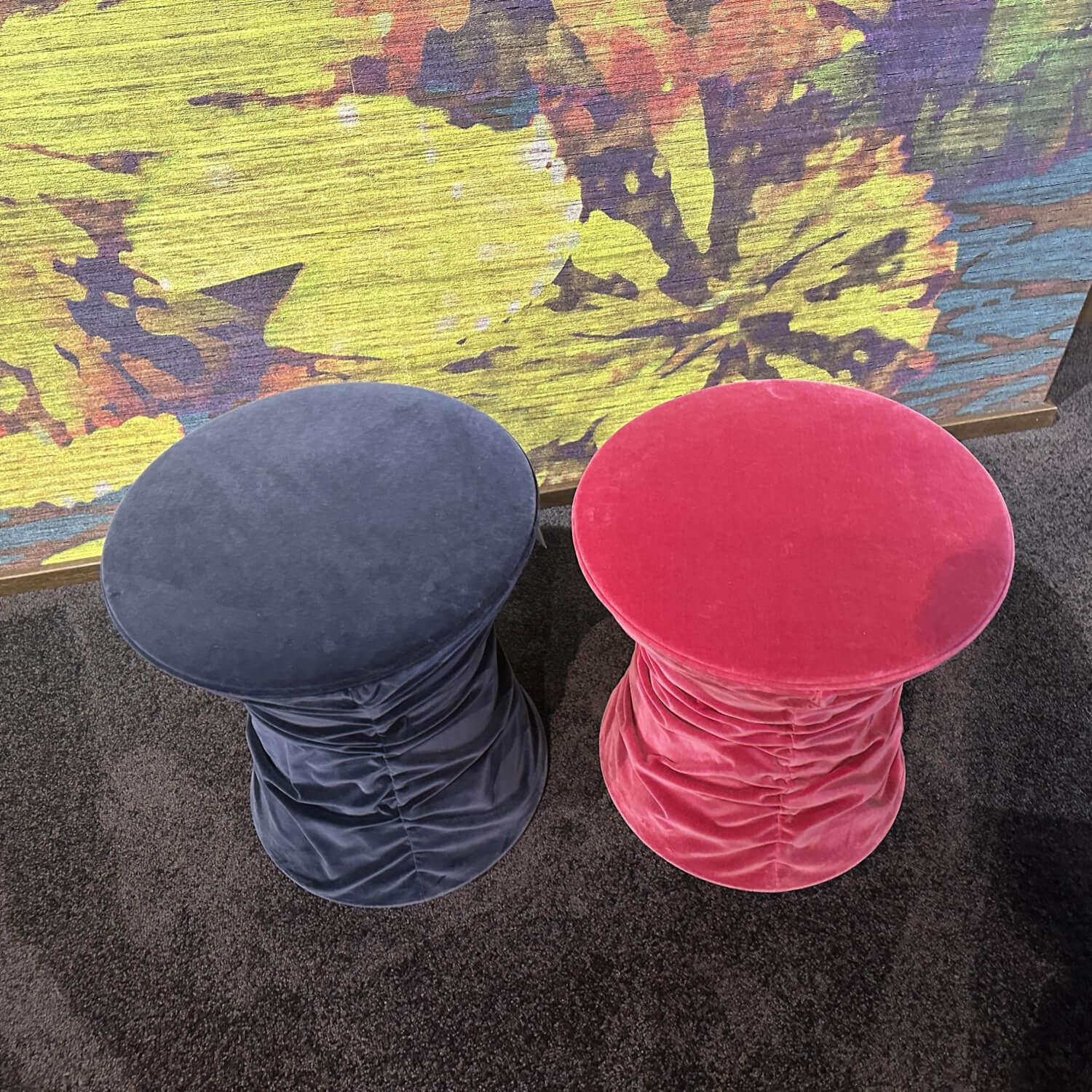 Walter Knoll - 2er-Set Hocker Bellows Stoff Harald 2 Rose Rosa Und Ocean Blau Mit Teflongleitern - 6