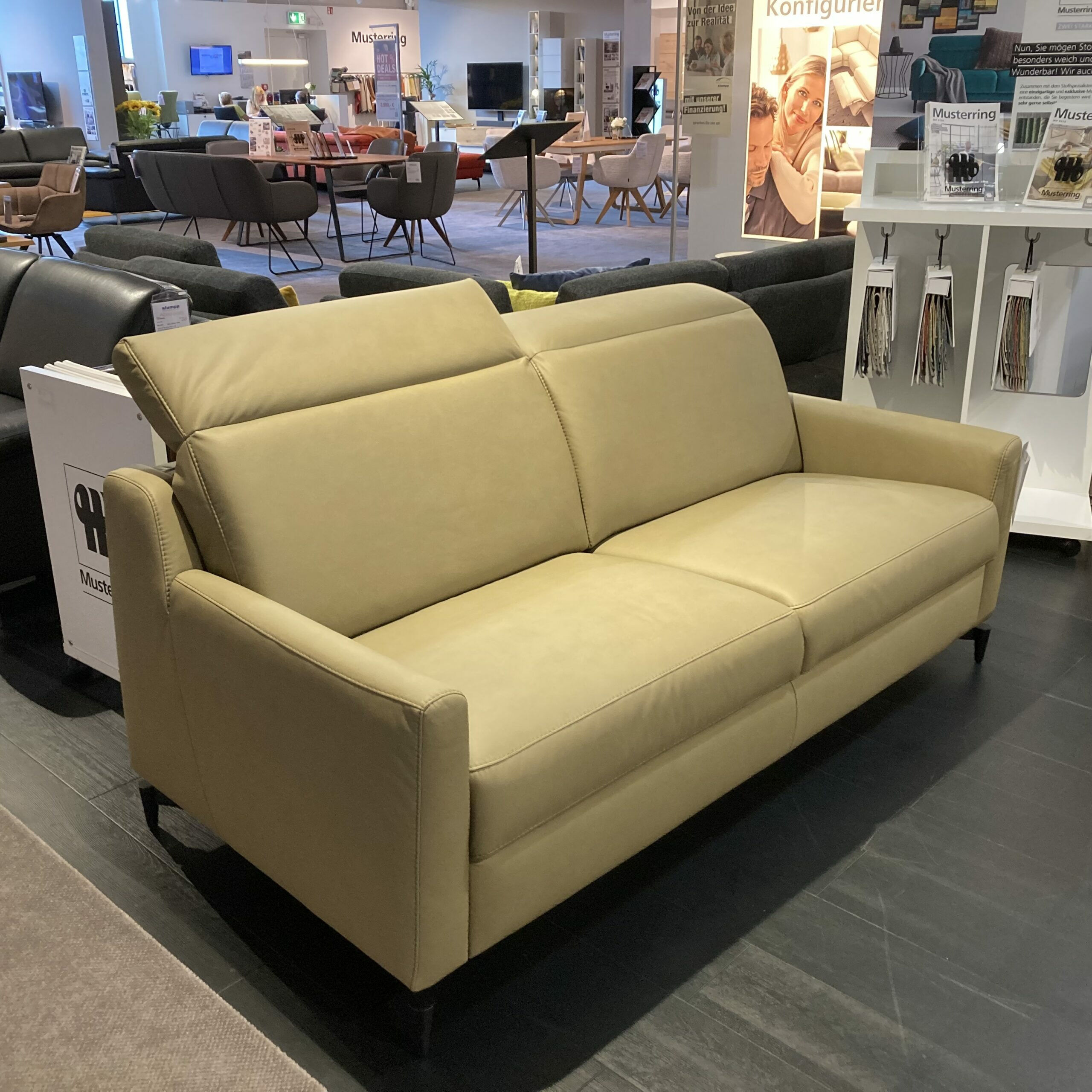 Musterring - Garnitur MR9120 Stoff Lario Olive Grün Füße Stahl Schwarz Matt 2 Sofas - 4