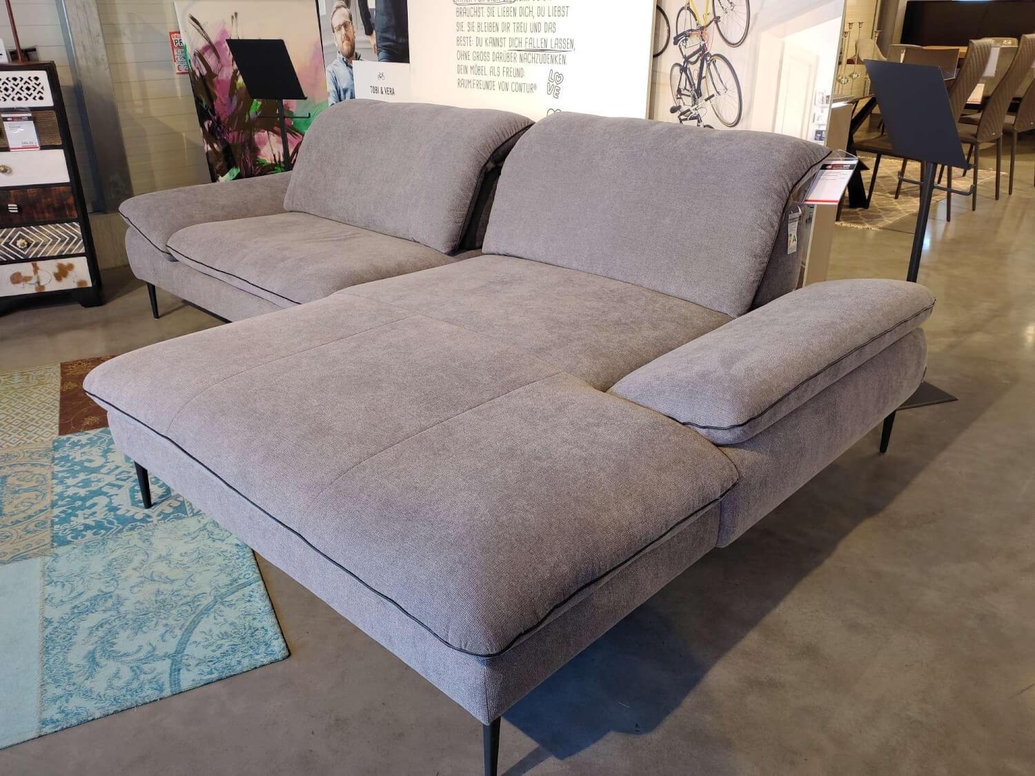 W. Schillig - Eckgarnitur 15450 Stoff R6694 Grey Grau Füße Metall Schwarz M99 - 7