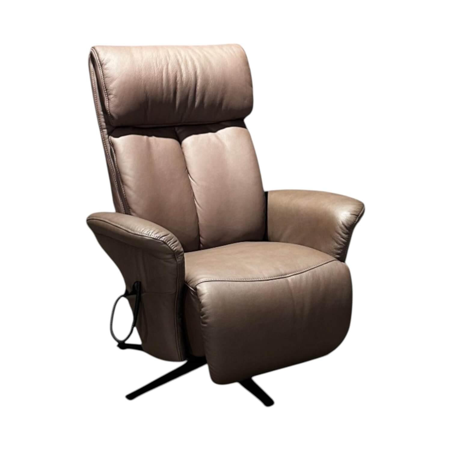himolla - Sessel 8937 Easy Swing M Leder 24 Longlife Rustika Kokos Braun Gestell Metall Schwarz Mit Elektrischer Verstellung - 1