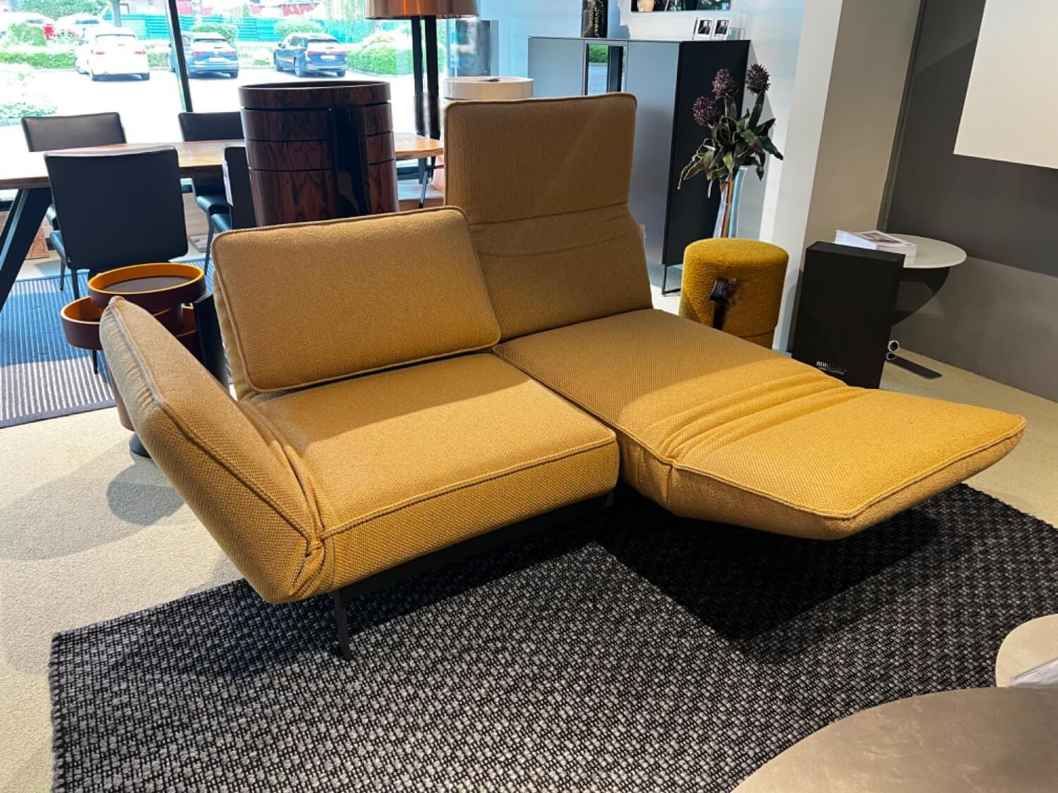 Rolf Benz - Sofa bench Mera Fabric 24 355 Sun yellow Yellow Frame Steel RAL 7022 Umbra gray Black Powder-coated matt - 3
