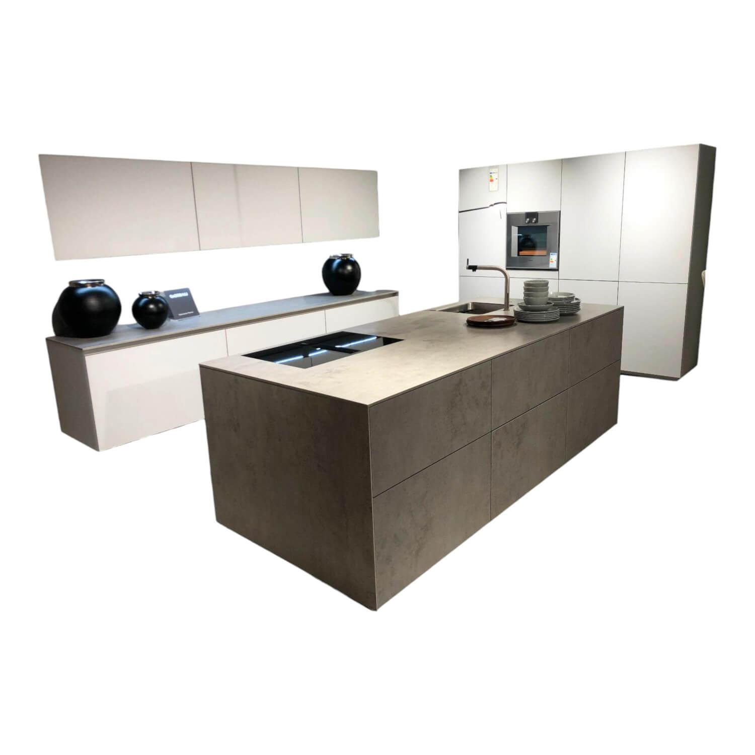 Küche Next NX902 NX950 Glas Matt Kristallgrau Platte Ceramic Beton Grau NS