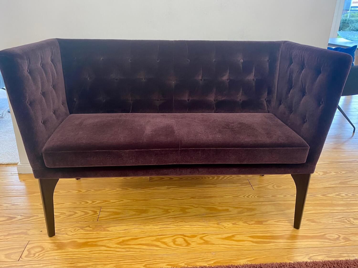 Bielefelder Werkstätten - Bank Polo Petit Stoff Samt Velour BW Emilia 1762-111 Lila Rot Untergestell Massivholz Schwarz - 8