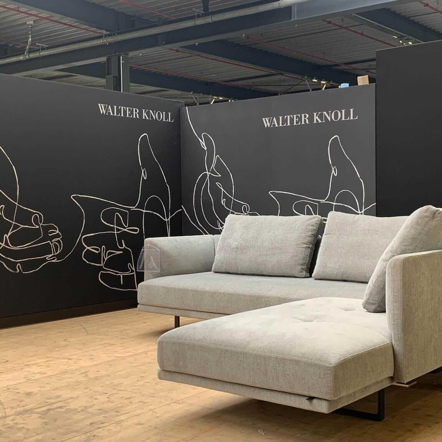Walter Knoll - Ecksofa Prime Time Stoff Doux 7842 Mineral Kufen Schwarz Pulverbeschichtet - 7