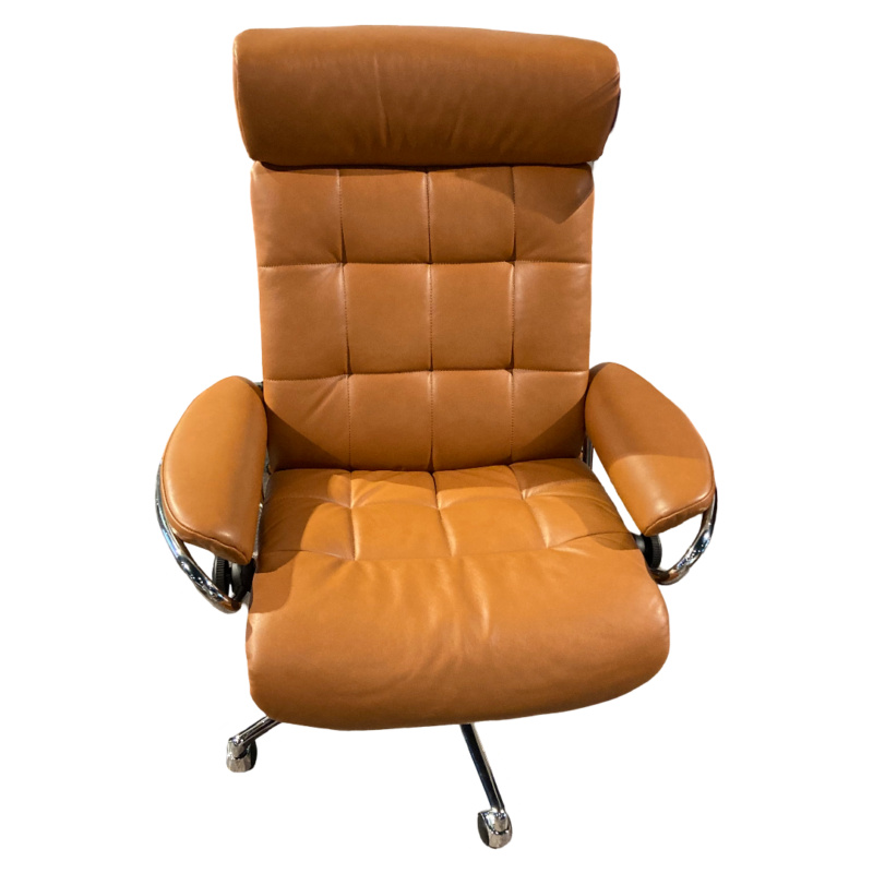 Stressless - Bürosessel London Office Leder Paloma Cognac Gestell Stahl Höhenverstellbar - 1