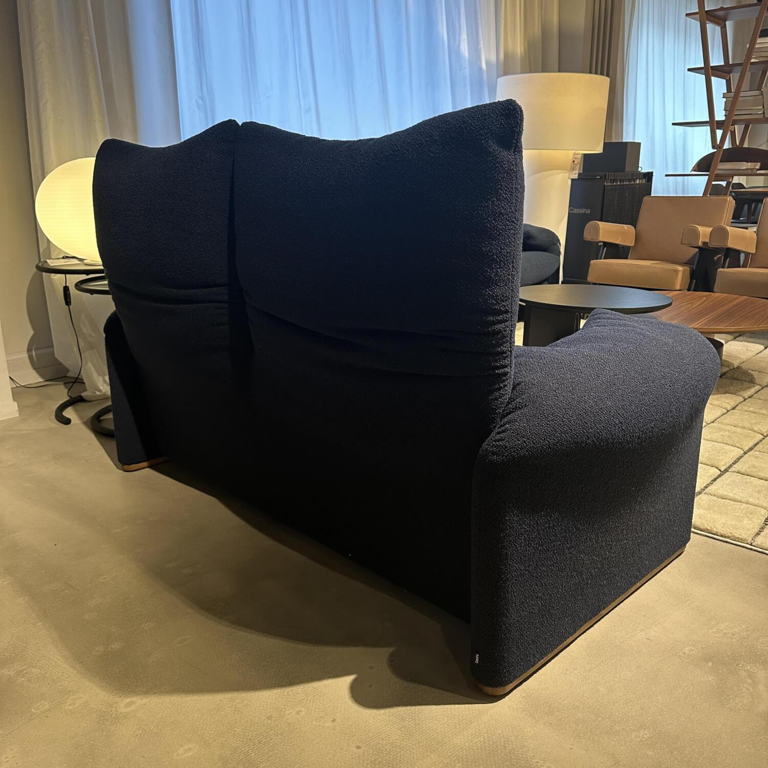 Cassina - Sofa Maralunga Stoff Look Notte Blau Fuß Noce Canaletto Holz Braun - 7