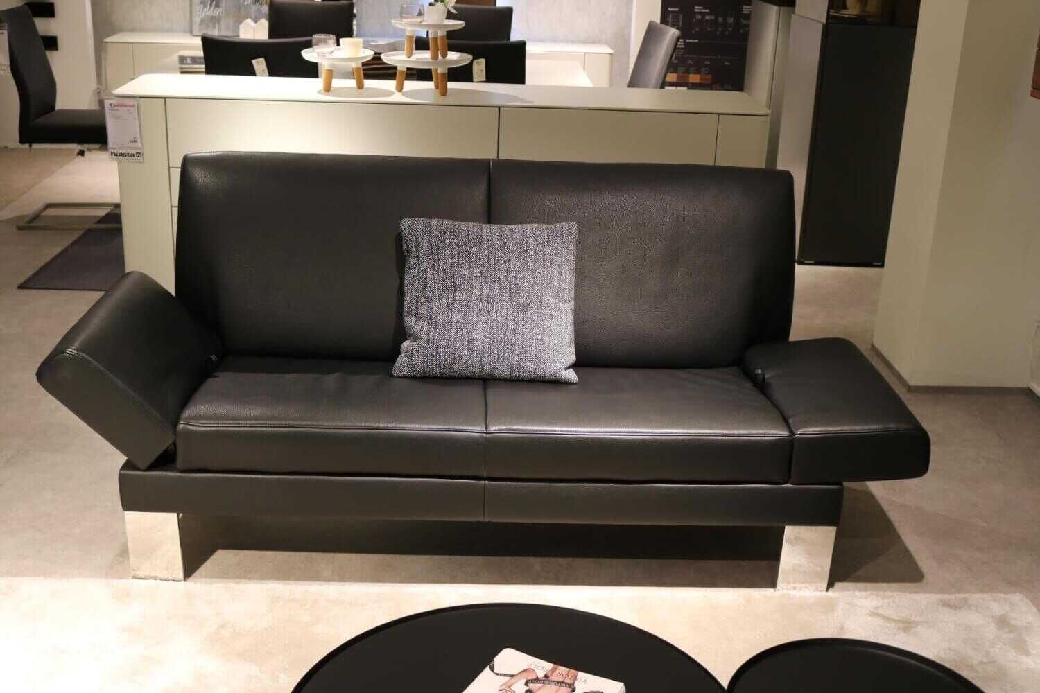 Jori - Garnitur Glove Leder Schwarz 2 Sofas mit Verstellbarkeit - 4