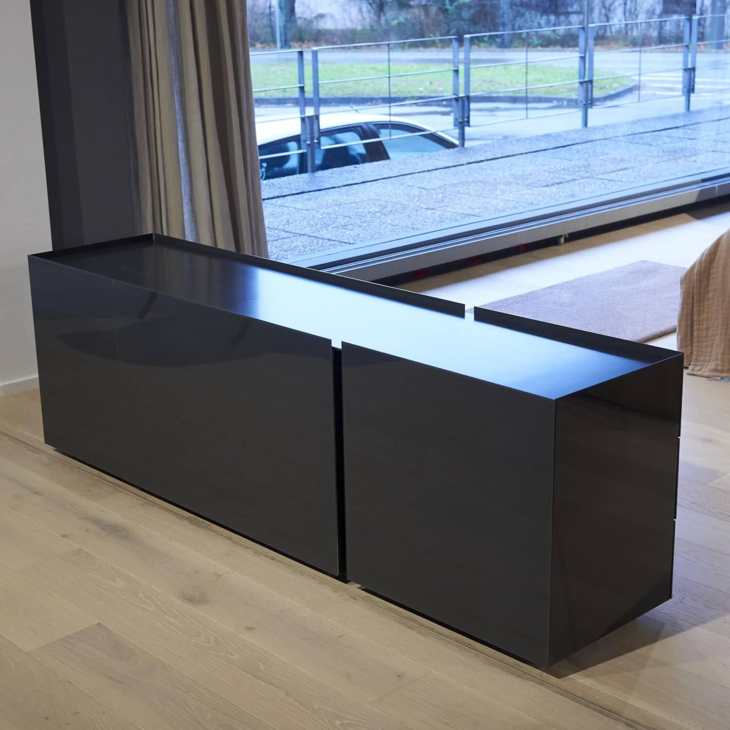 Interlübke - Sideboard Jorel J 4036 Korpus Lack Matt 21 Anthrazit Front Glas Optiwhite Anthrazit S21 Lackiert - 8