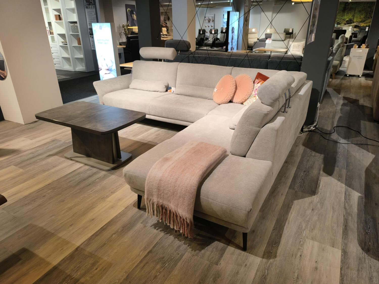 Zehdenick - Ecksofa Mauris Stoff Cody Silver C Grau Fuß Metall Schwarz Inklusive Kissen - 2