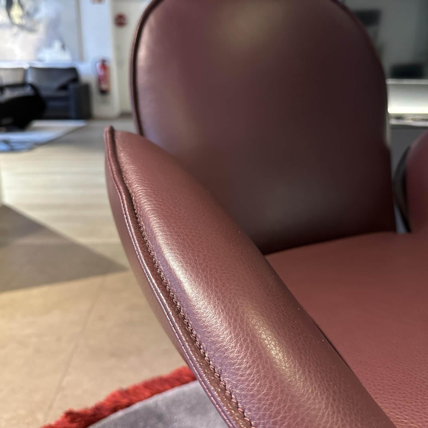 Jori - Sessel Daydreamer Leder Lipano Bordeaux Rot 4-Sternfuß Schwarz - 3