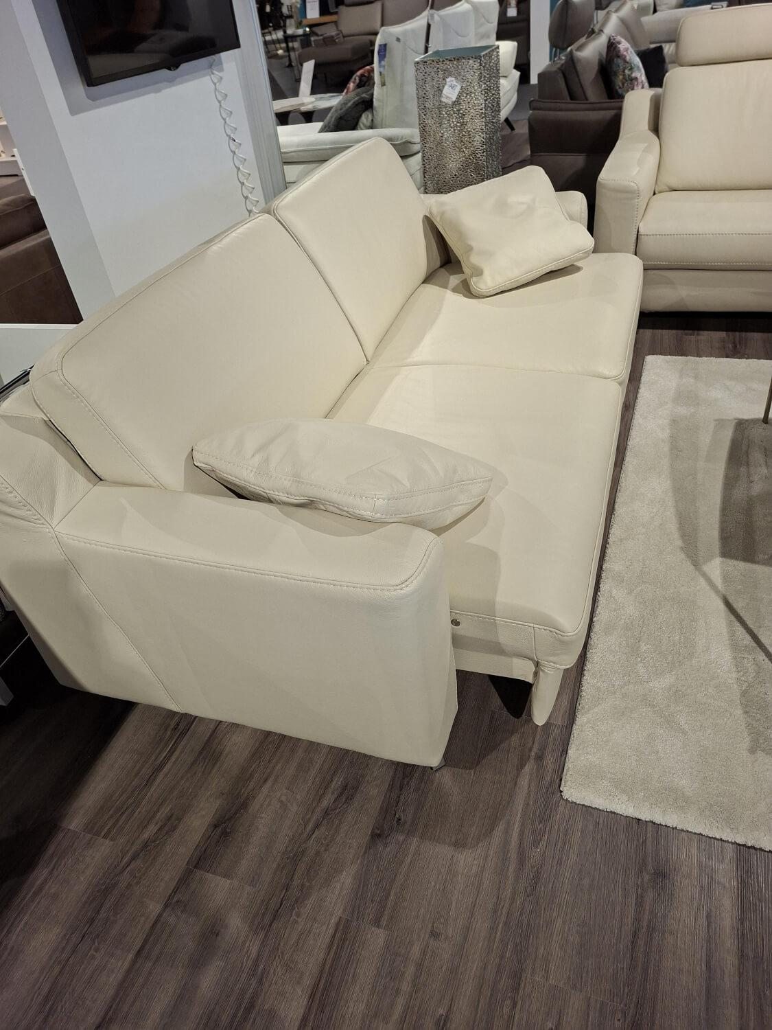 Hukla - Garnitur Sofastyle Leder BelVita Ecru Beige Metall Eckfuß 2 Sofas - 5