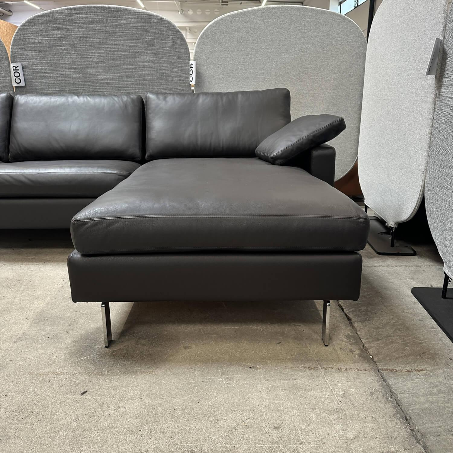 COR - Ecksofa Conseta Leder 284 Mocca Schwarz Braun Schmalfüße Verchromt Inklusive Kissen - 4