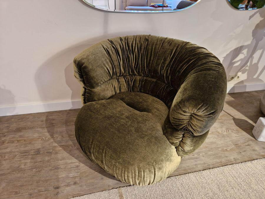 Bretz - Sessel Balaao Stoff  Velour Salvia 66 8439 Grün mit Hocker - 2