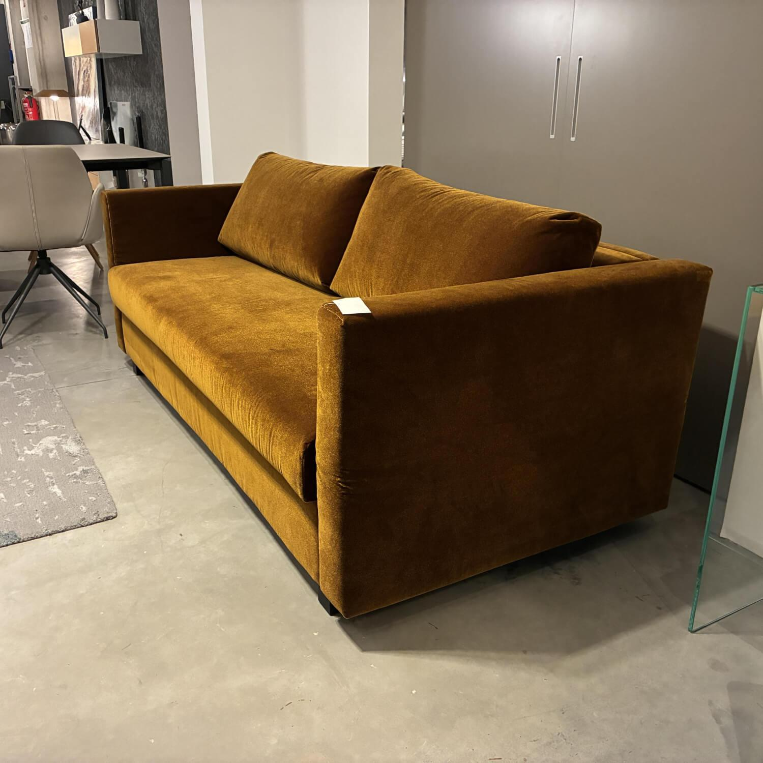 Signet - Schlafsofa Kyoto Stoff F Genua Kupfer Gelb Orange Holzfüße Buche Schwarz Mit Klappbaren Armlehnen - 4
