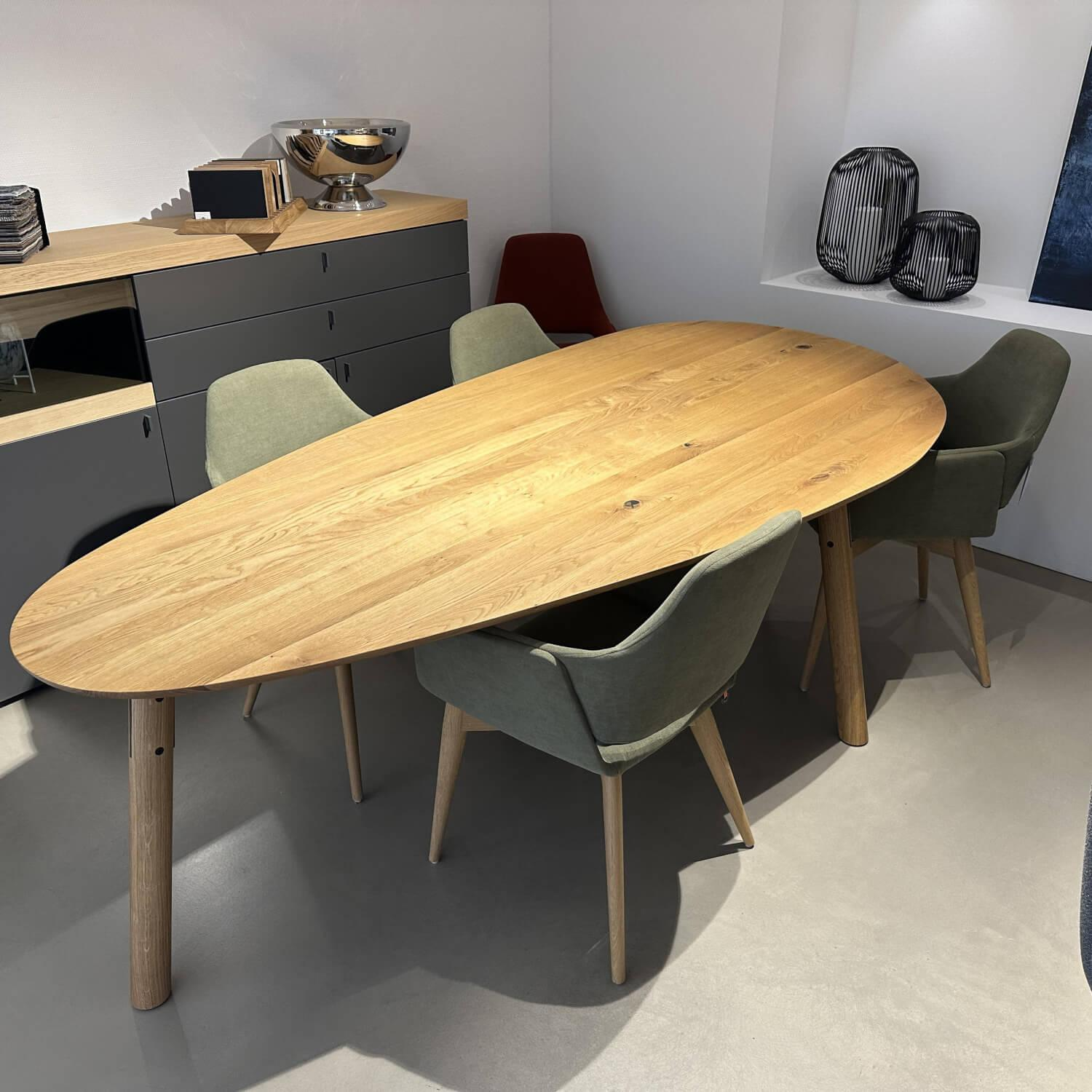 Mobitec - Essgruppe Trinity Lotus Platte Eiche Astig Geölt Bezug Stoff Mystic 72 Khaki Grün - 7