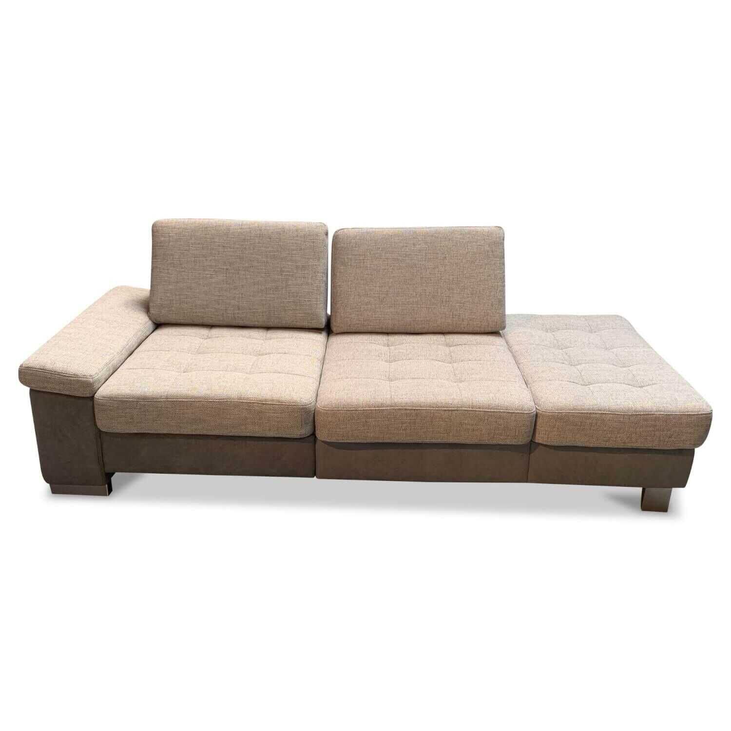 Sofa Puzzle Zweisitzer Stoff Grau mit Sitztiefenverstellung