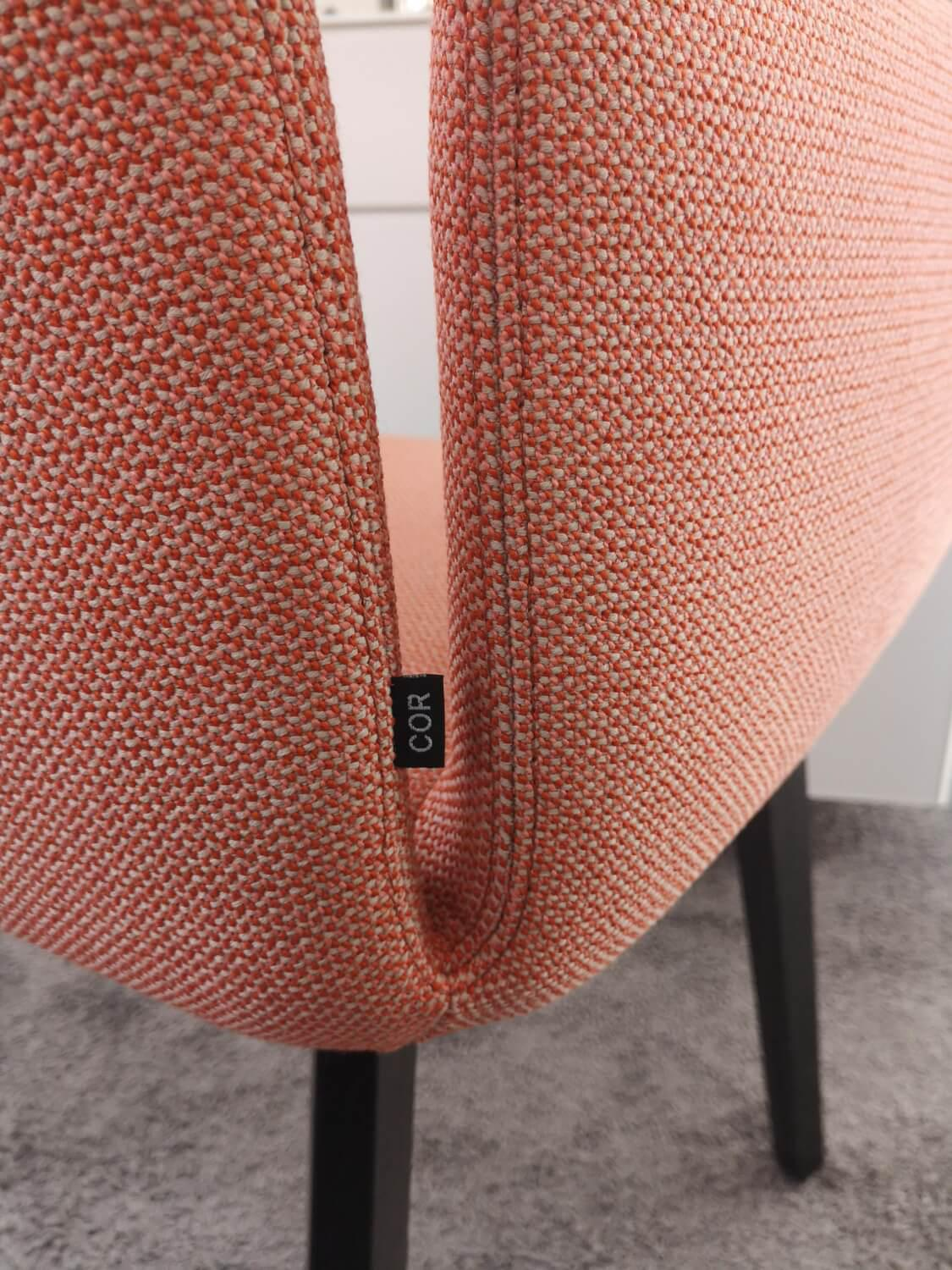 COR - Armchair Jalis Fabric 10071 Grapefruit Orange Red Frame solid oak dark lacquered With plastic glides - 4