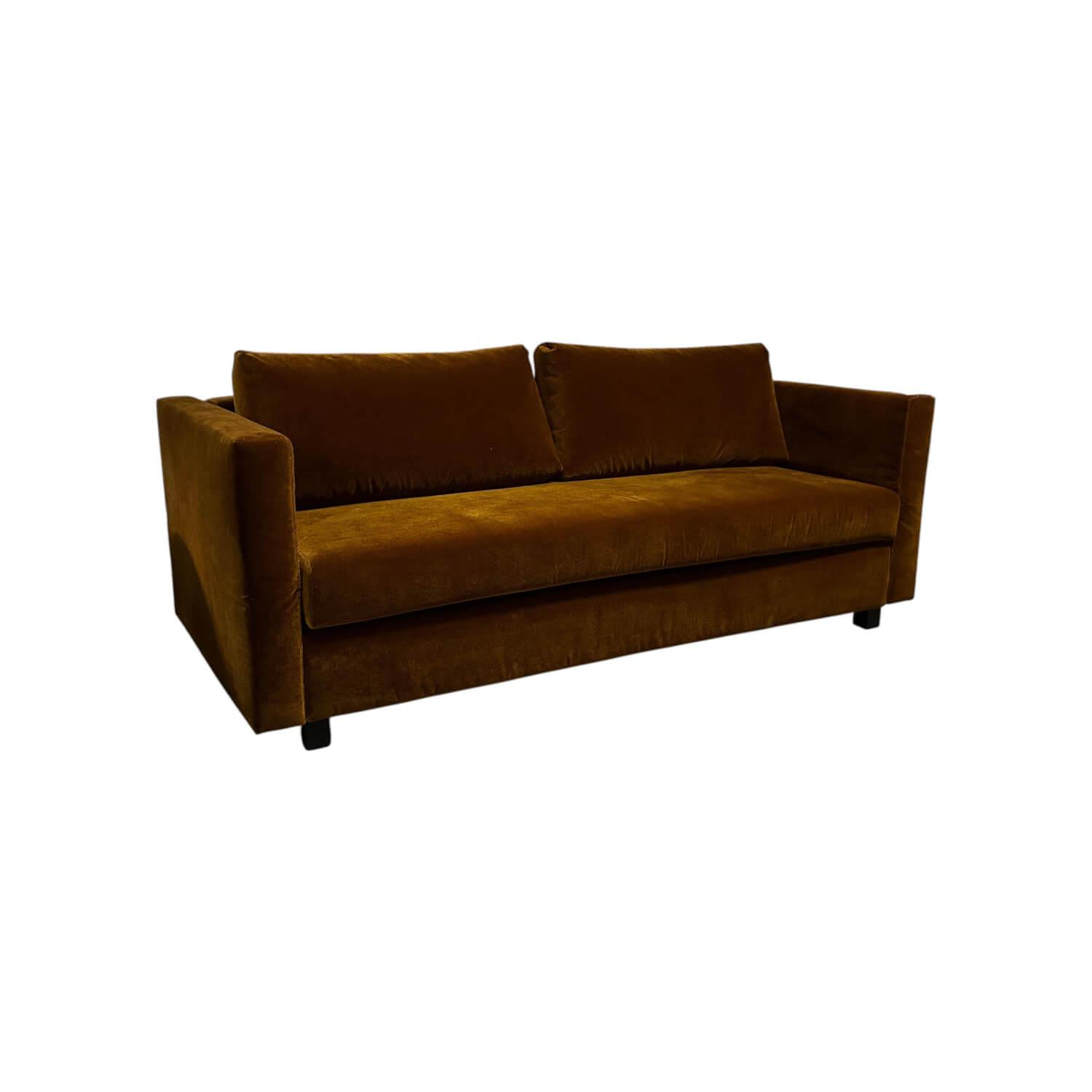 Signet - Schlafsofa Kyoto Stoff F Genua Kupfer Gelb Orange Holzfüße Buche Schwarz Mit Klappbaren Armlehnen - 1