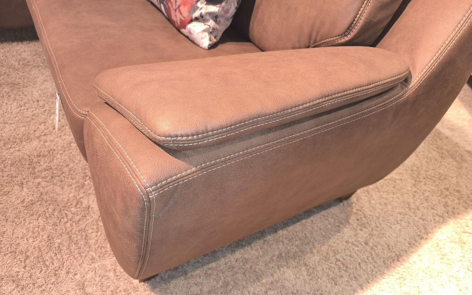 Ponsel - Ecksofa Livingston Stoff 0877 19 Braun Fuß Eiche Geölt Inklusive Kissen - 6