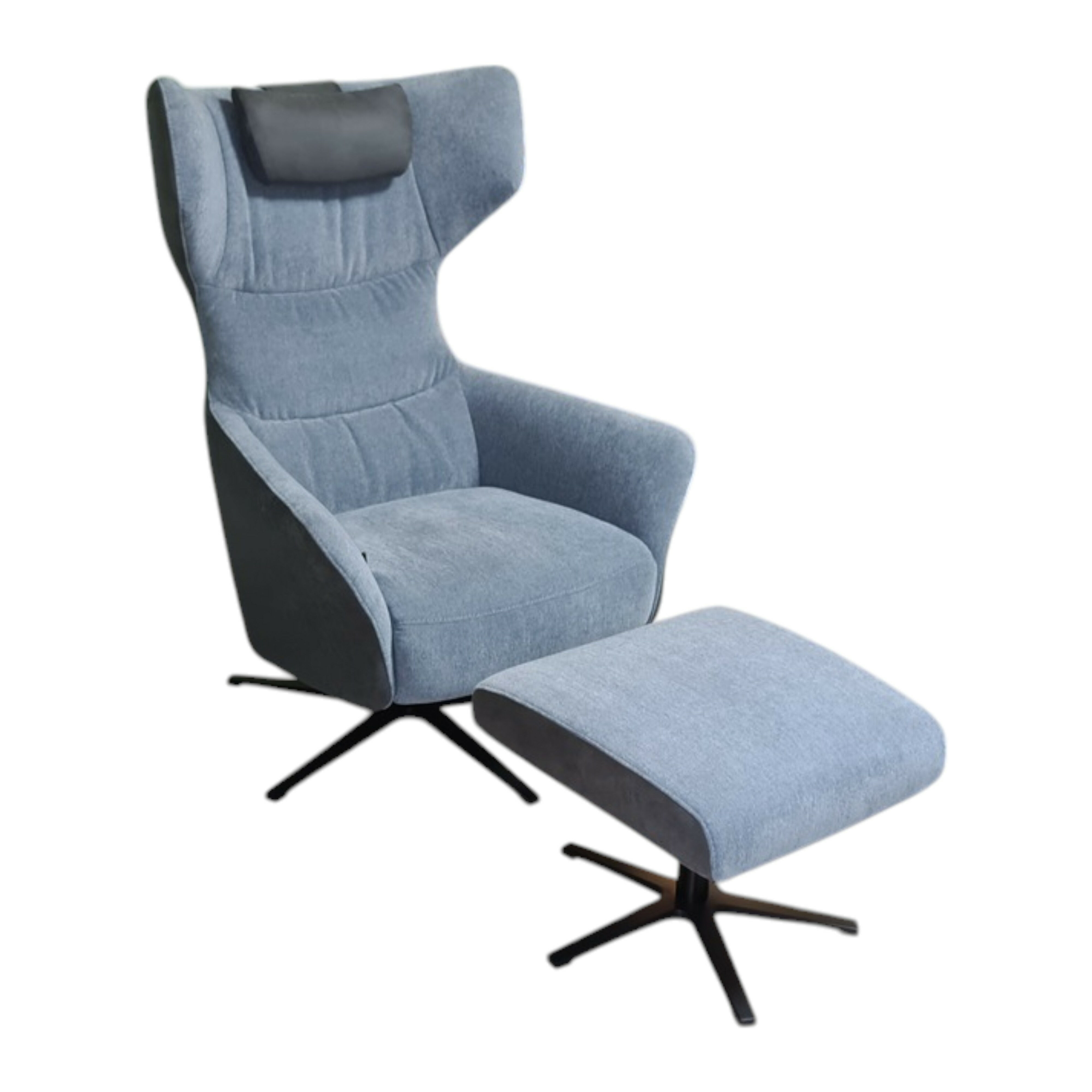 Natura - Relaxsessel Houston Relax Stoff Innen Carmen 158 Niagara Grau Außen Loreto 48a Steel Anthrazit Sternfuß Metall Schwarz - 1