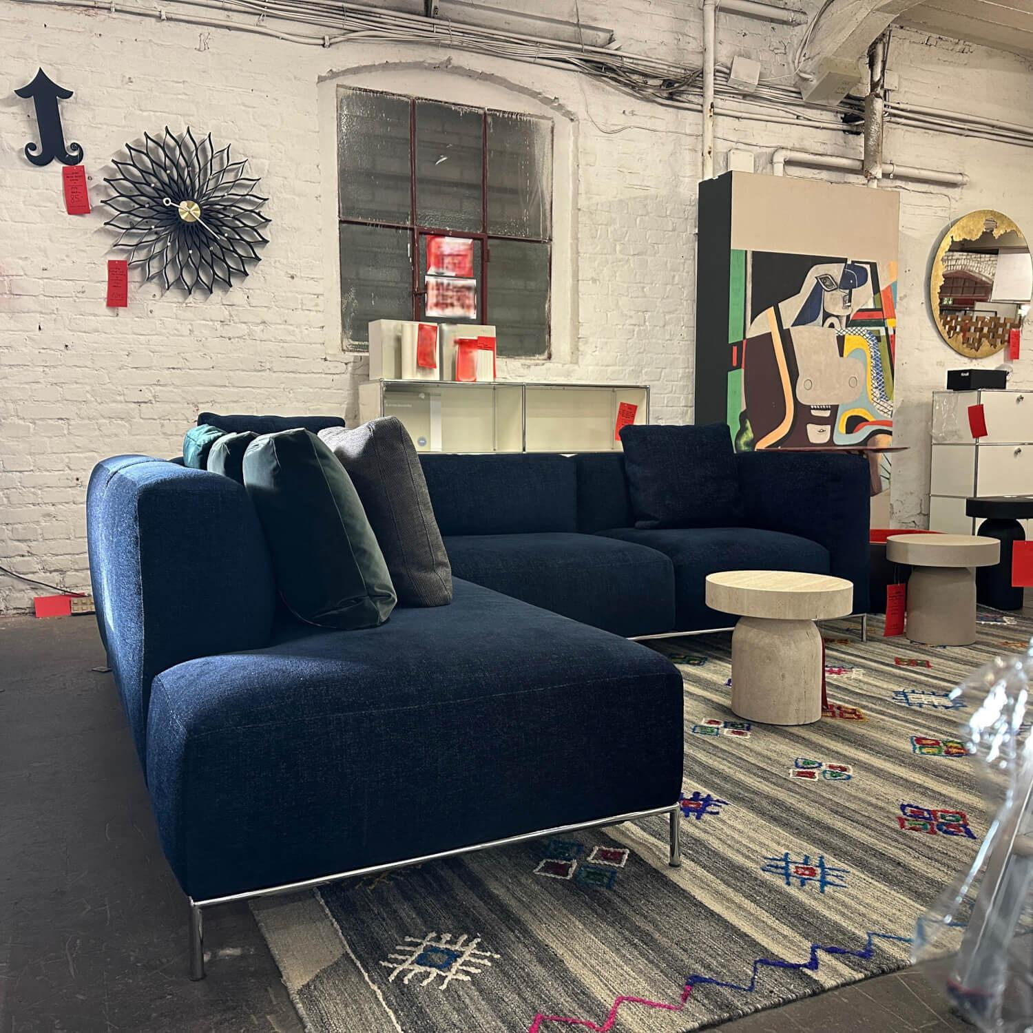 Cassina - Ecksofa Mex-Hi Stoff Luxor 13L034 Blu Notte Füße Metall Verchromt - 8