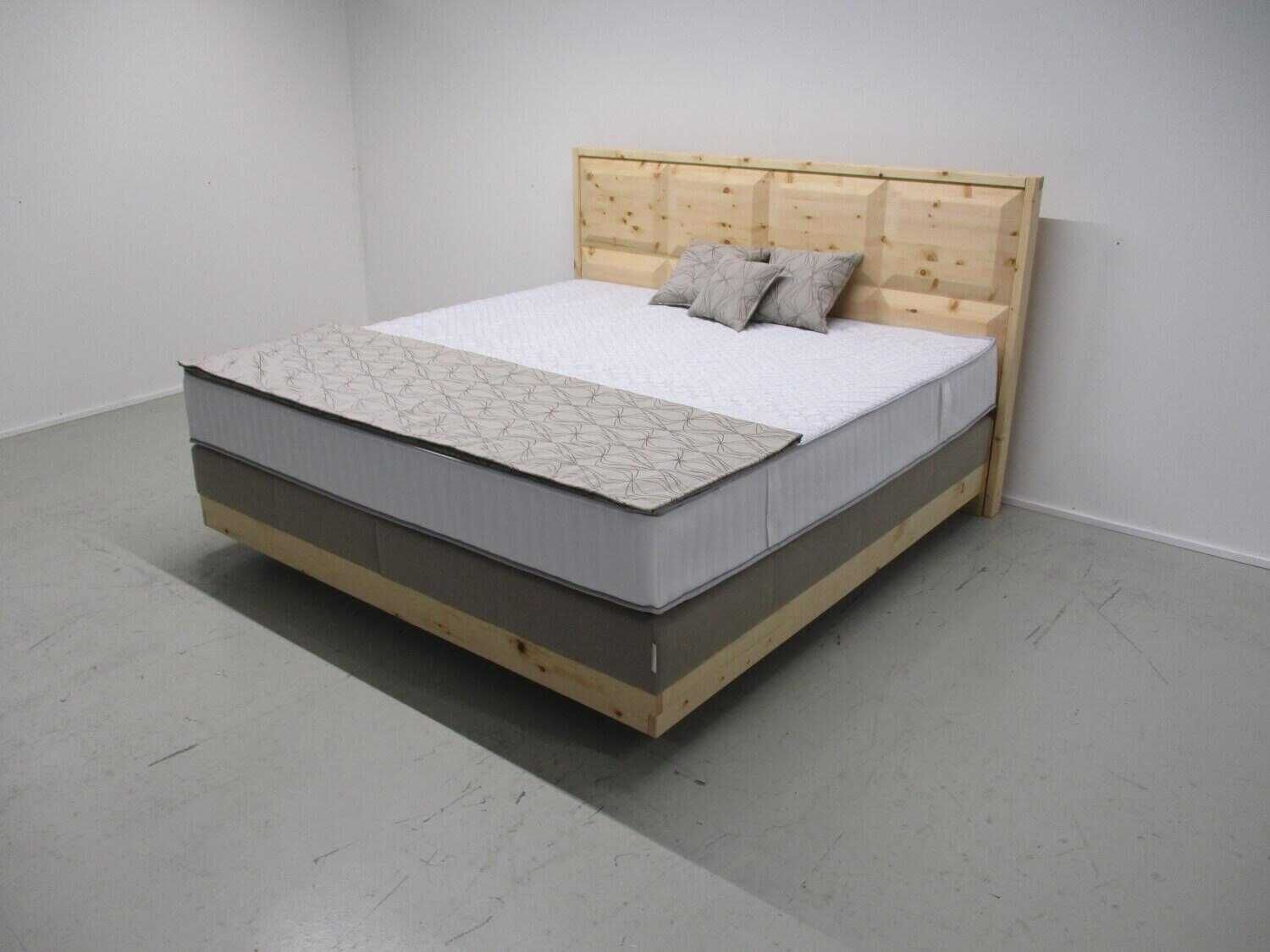 ADA - Boxspringbett Noblesse Comfort Holz Zirbe Natur Geölt mit Partnermatratze Härtegrad 2/2 und Deko - 3
