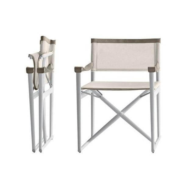 B&B Italia - Outdoor Klappstuhl Mirto Stoff 2445102 Stige Weiß Natur Gestell 0186V Weiß Lackiert - 1