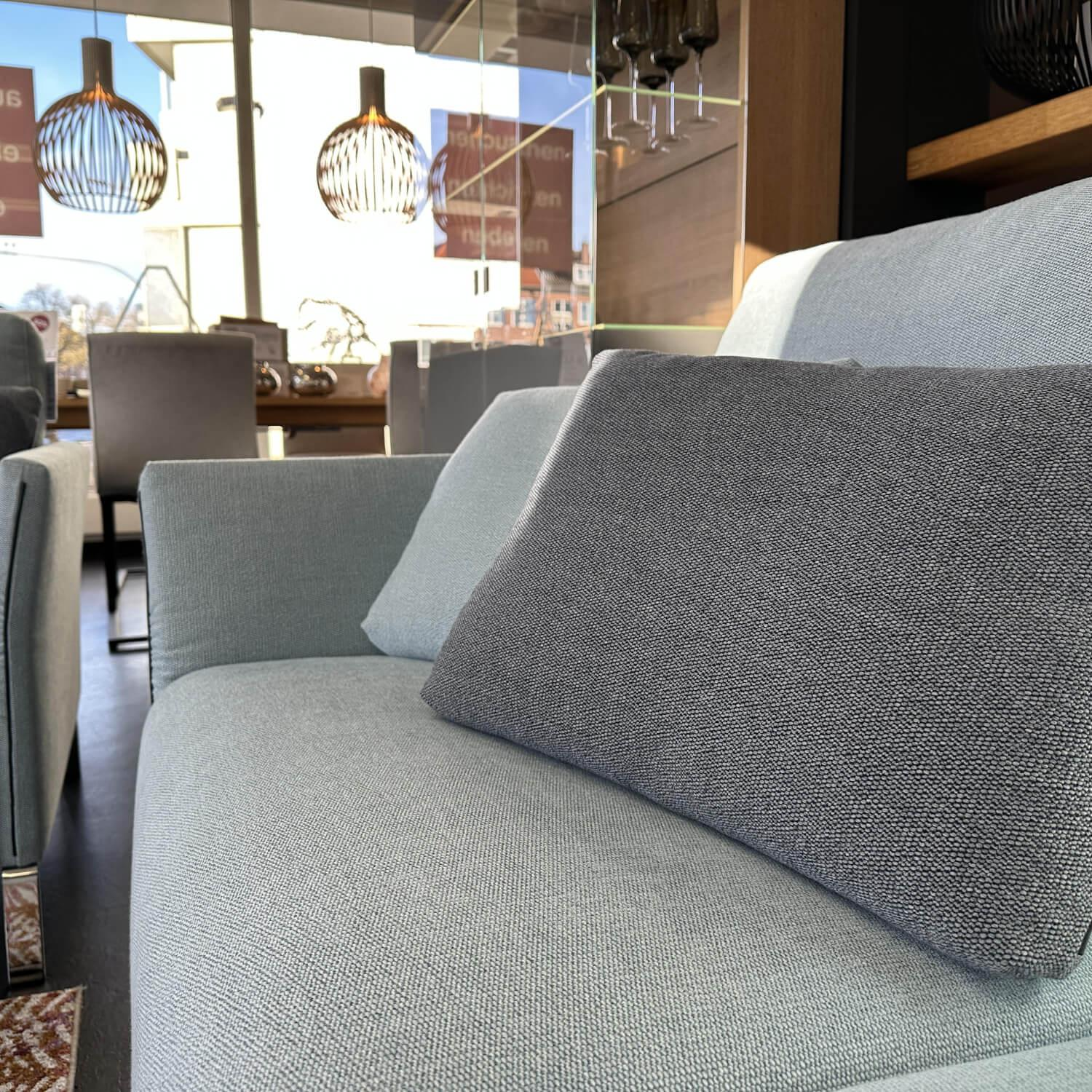 Erpo - 2er-Set Sofa Modena Stoff Prairie 2022 45 Blau Füße Metall Hochglanz Verchromt Mit Verstellung Inklusive Hocker - 8