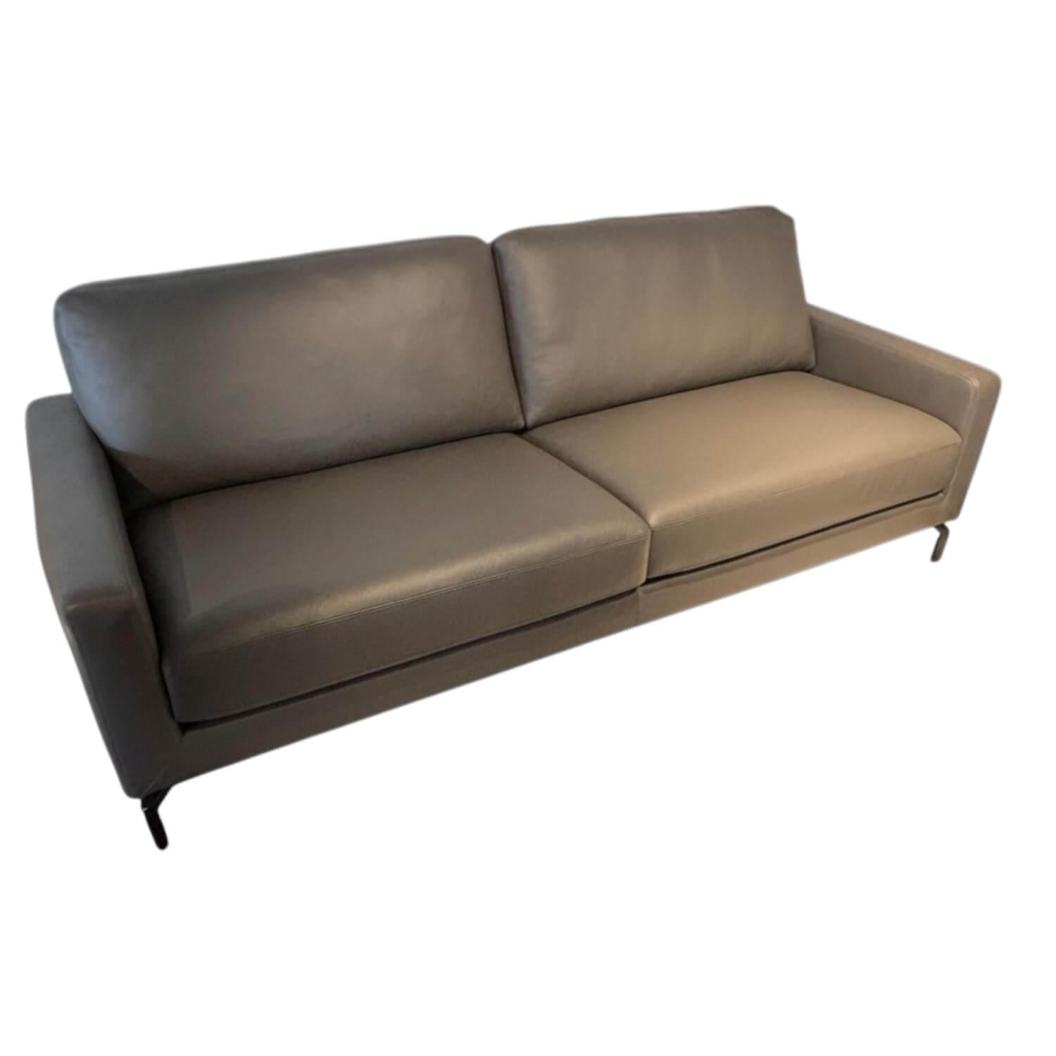 Violetta - Sofa Gesa Leder 60 51 Nachtgrau Füße Schwarz Pulverbeschichtet - 1