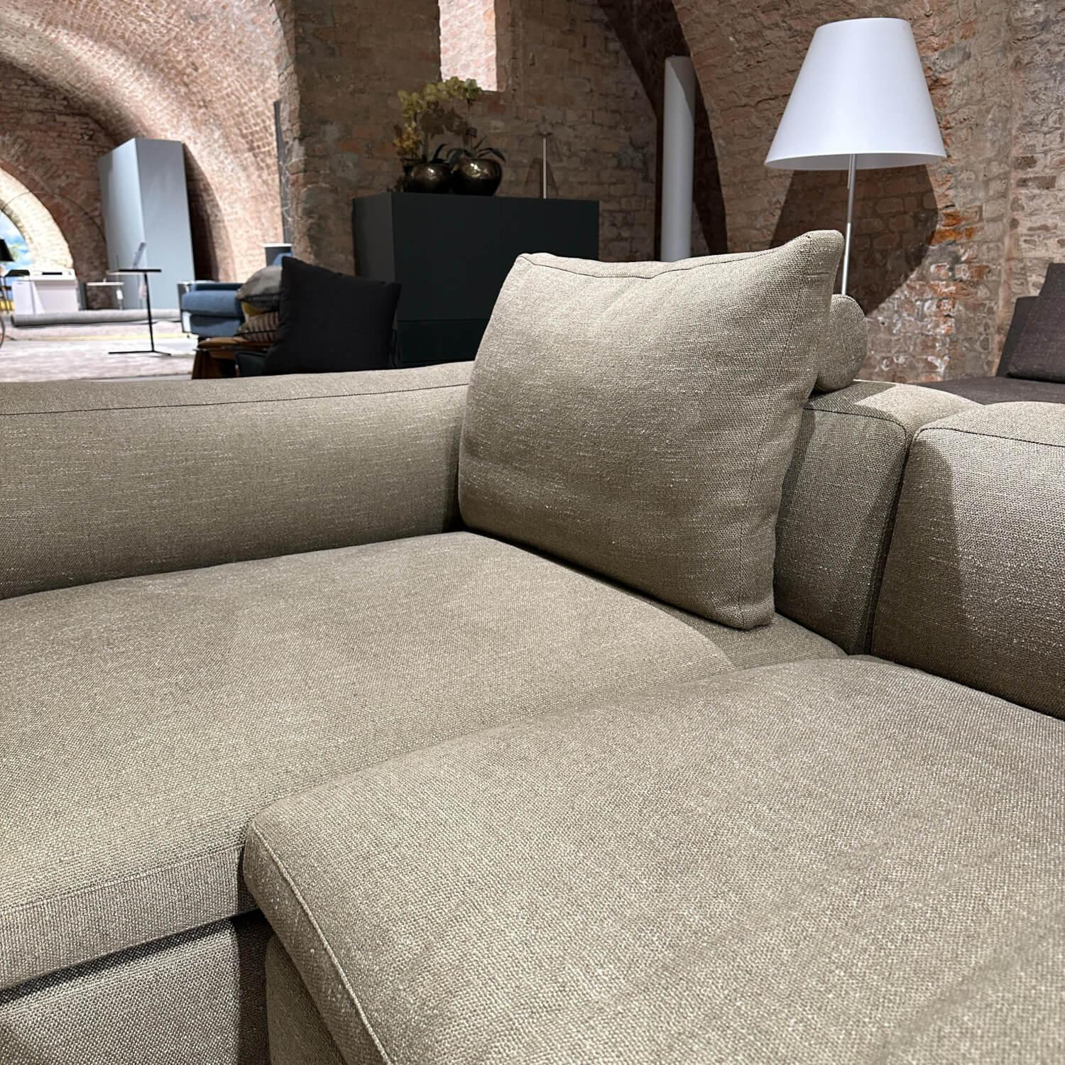 B&B Italia - Ecksofa Michel Club Stoff Sapri Beola Super 2480112 Grau Gestell Nickel Bronzefarben Mit Rückenkissen - 7