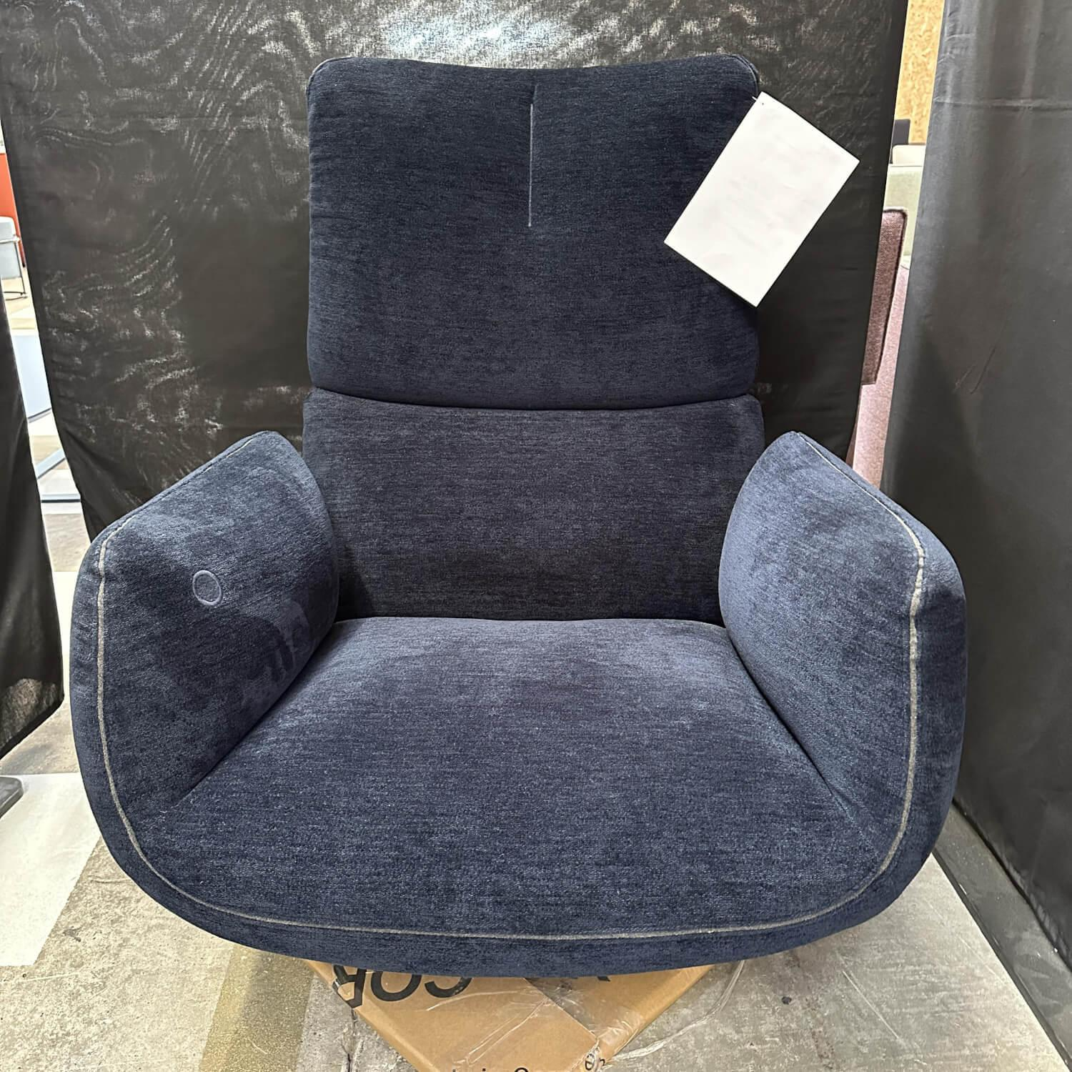 COR - Loungesessel Jalis Stoff 8146 Blau Violett Tellerfuß Feinstruktur Schwarz Mit Kippmechanik Und Hocker - 8