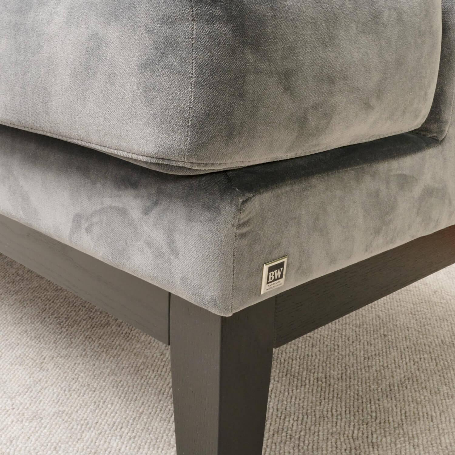 Bielefelder Werkstätten - 2er-Set Bank Polo Dining Stoff City Velvet Reloaded Grau Gestell Esche Schwarz Gebeizt Mit Vorstellkissen - 12