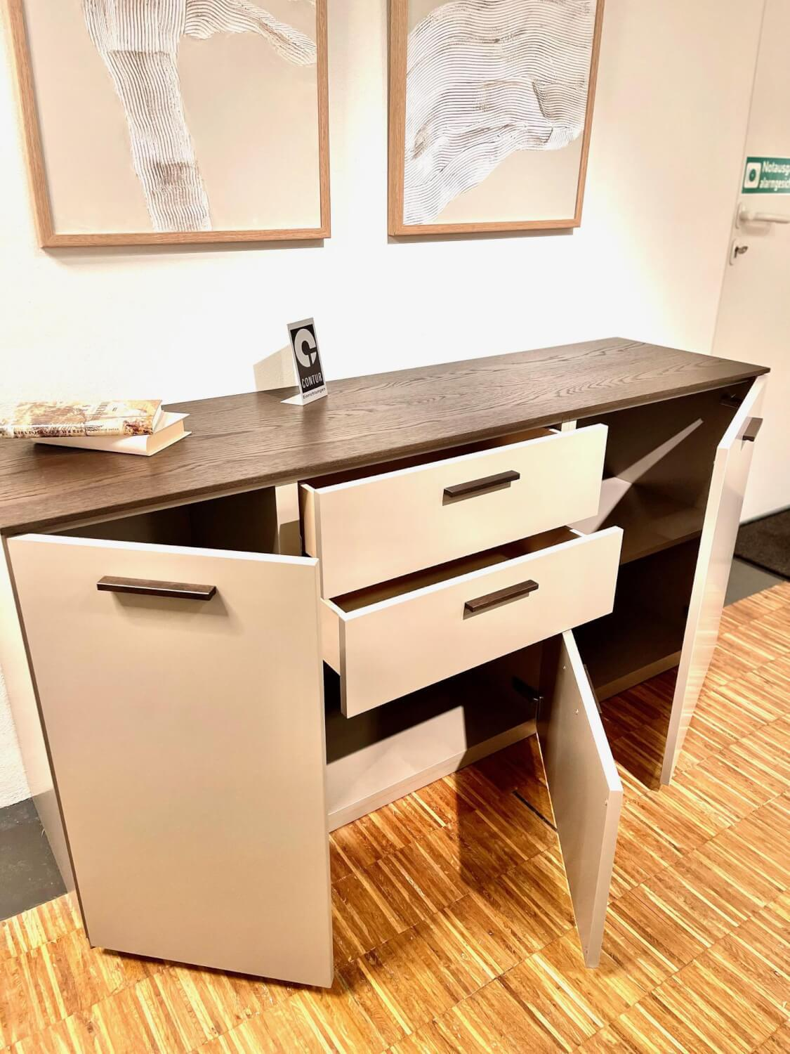 Contur - Kommode 3900 Block Lack Grau Abdeckplatte Wildeiche Dunkel - 4