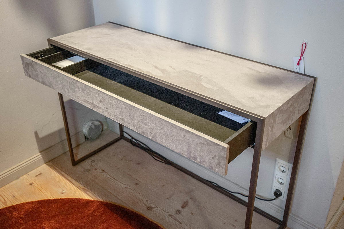 YOMEI - Konsole Smart Oberfläche Microleder Schlammgrau Gestell Edelstahl Pulverlackiert - 5