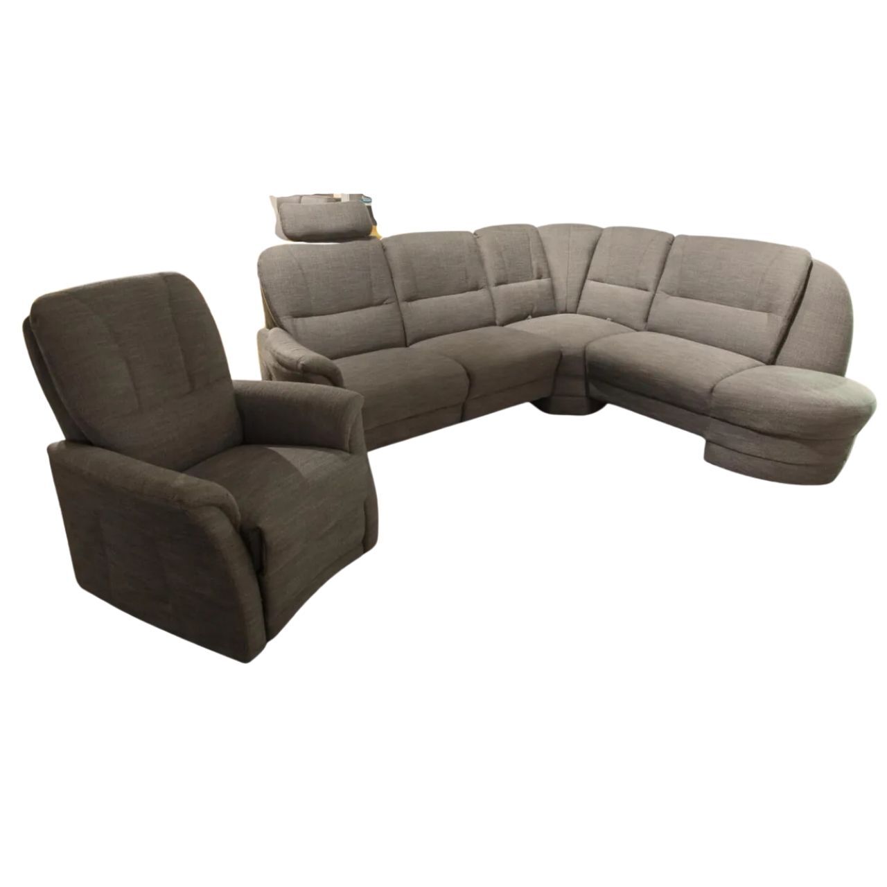 Arco - Polstergruppe Aalen Stoff 6008 Lavado Fresh 8 Farbe Ebenholz Mit Relaxfunktion - 1