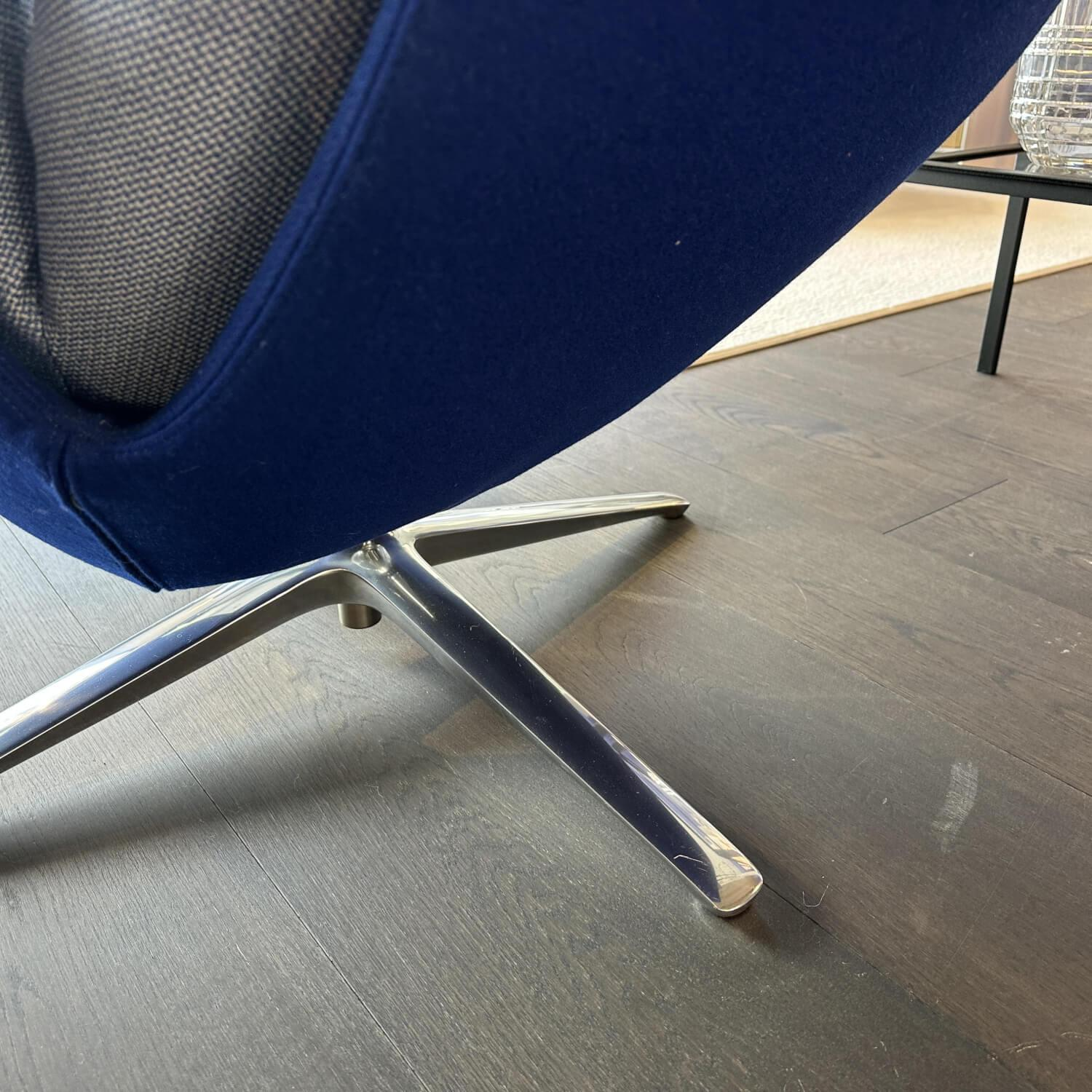 COR - Sessel Cordia Lounge Stoff 10081 Sea Blau Schale Stoff Divina 791 Blau 4-Fuß Gestell Aluminium Poliert Inkl. Hocker - 8