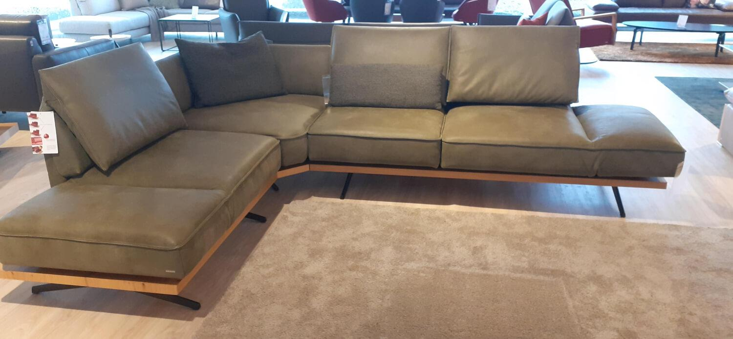 Koinor - Ecksofa Phoenix Leder A Verde Grün Füße Schwarz mit Drehfunktion - 6