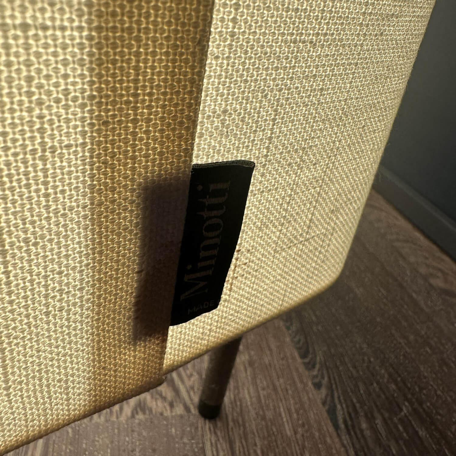 Minotti - Stehleuchte Blanche Schirm Leinen Weiß Gestell Nickel Struktur Black Schwarz Oberer Schirm Drehbar - 2