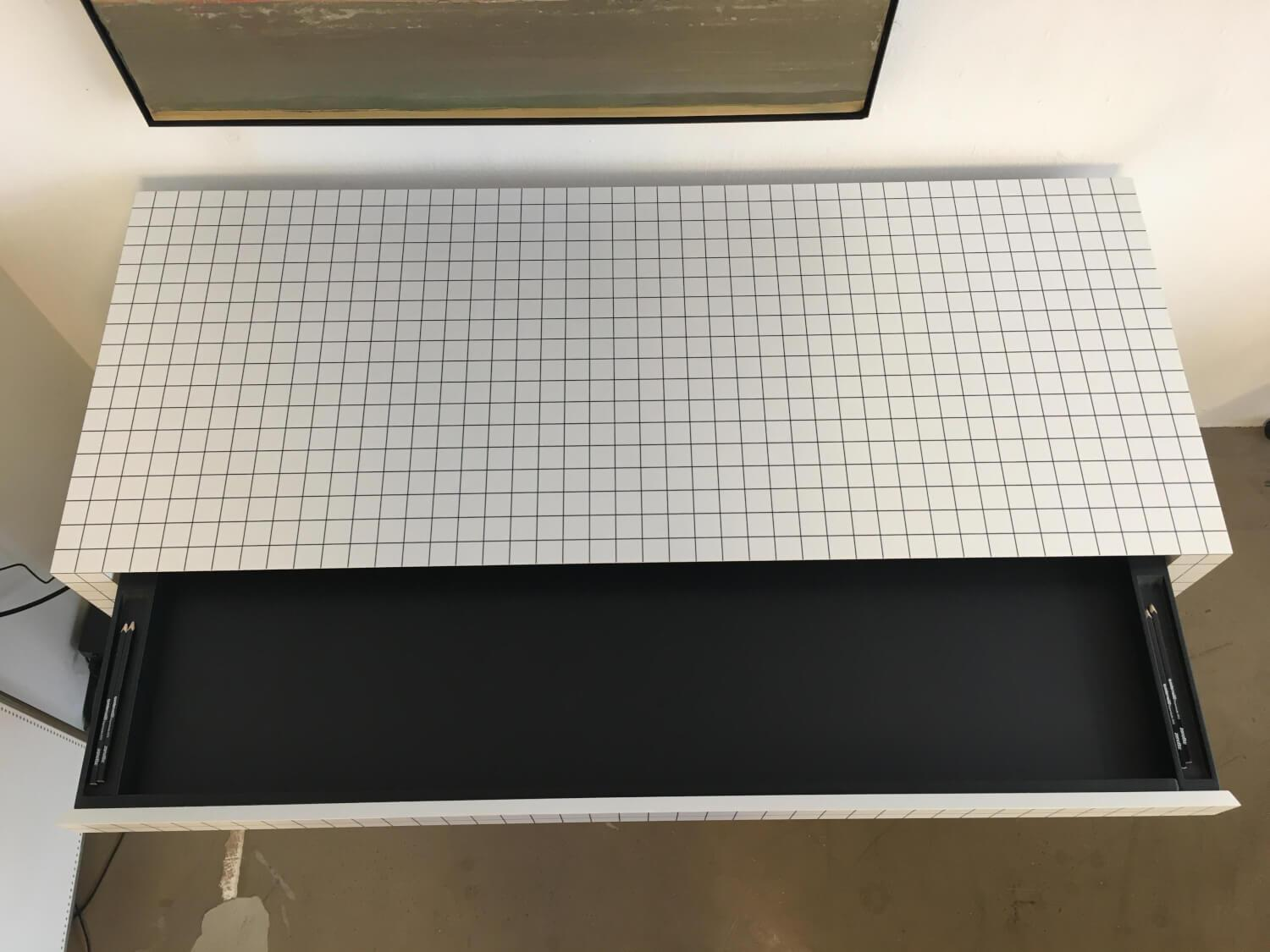 Zanotta - Schreibtisch Quaderna 2750 Digitaldruck Kariert Sperrholz Kunststofflaminat Weiß - 7