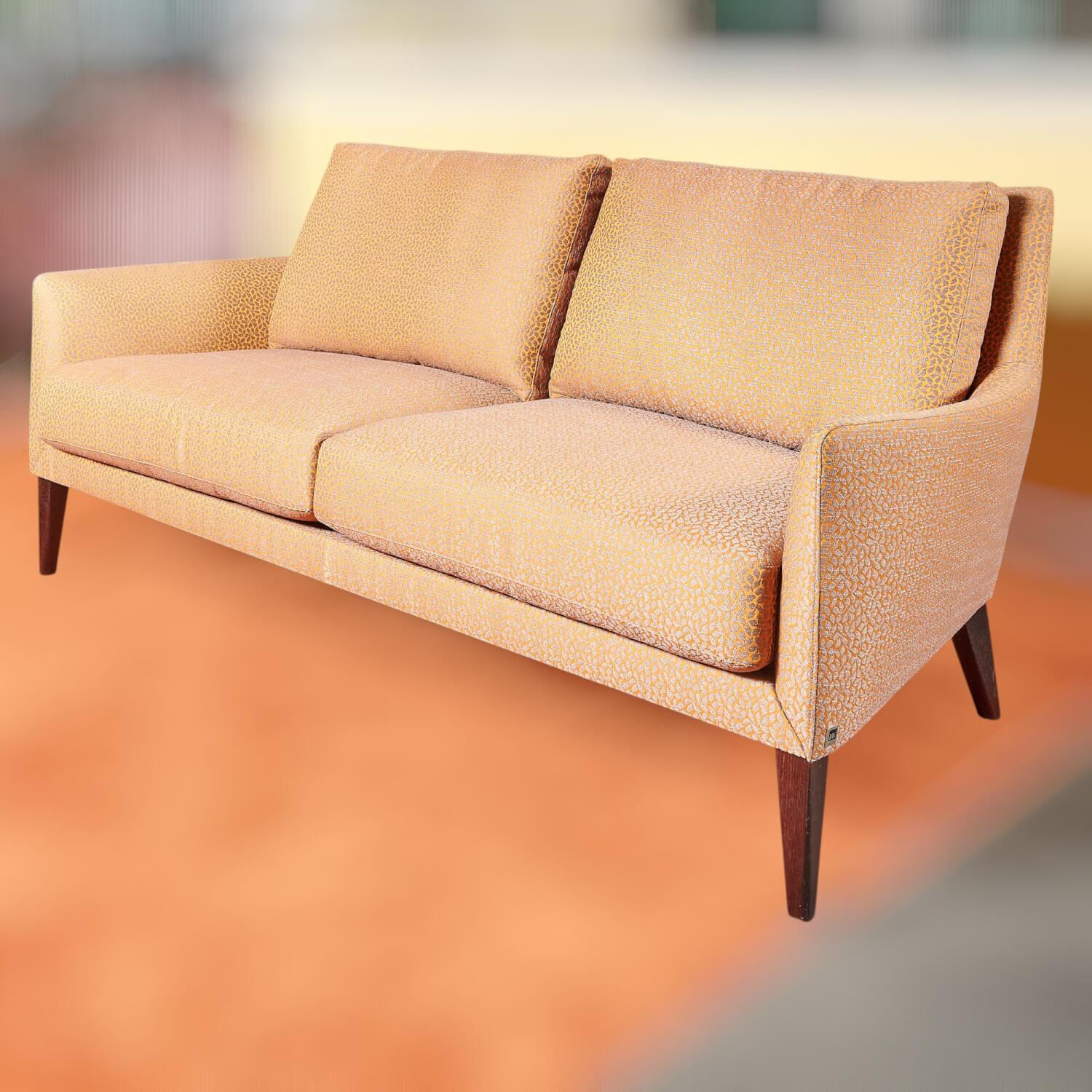 Bielefelder Werkstätten - Coco Sofa 2/80 Stoff Natura 9-2461-060 Orange Grau Füße Braun - 4